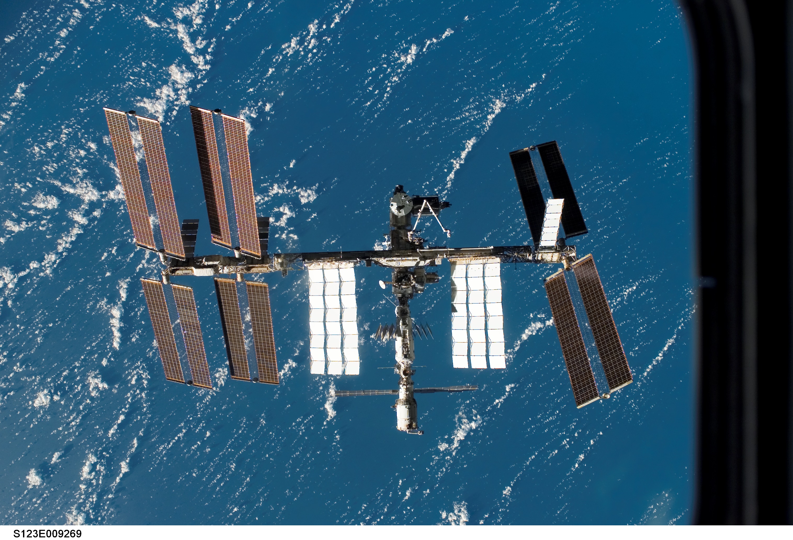 Flyaround view of the ISS taken from STS-123 Space Shuttle Endeavor