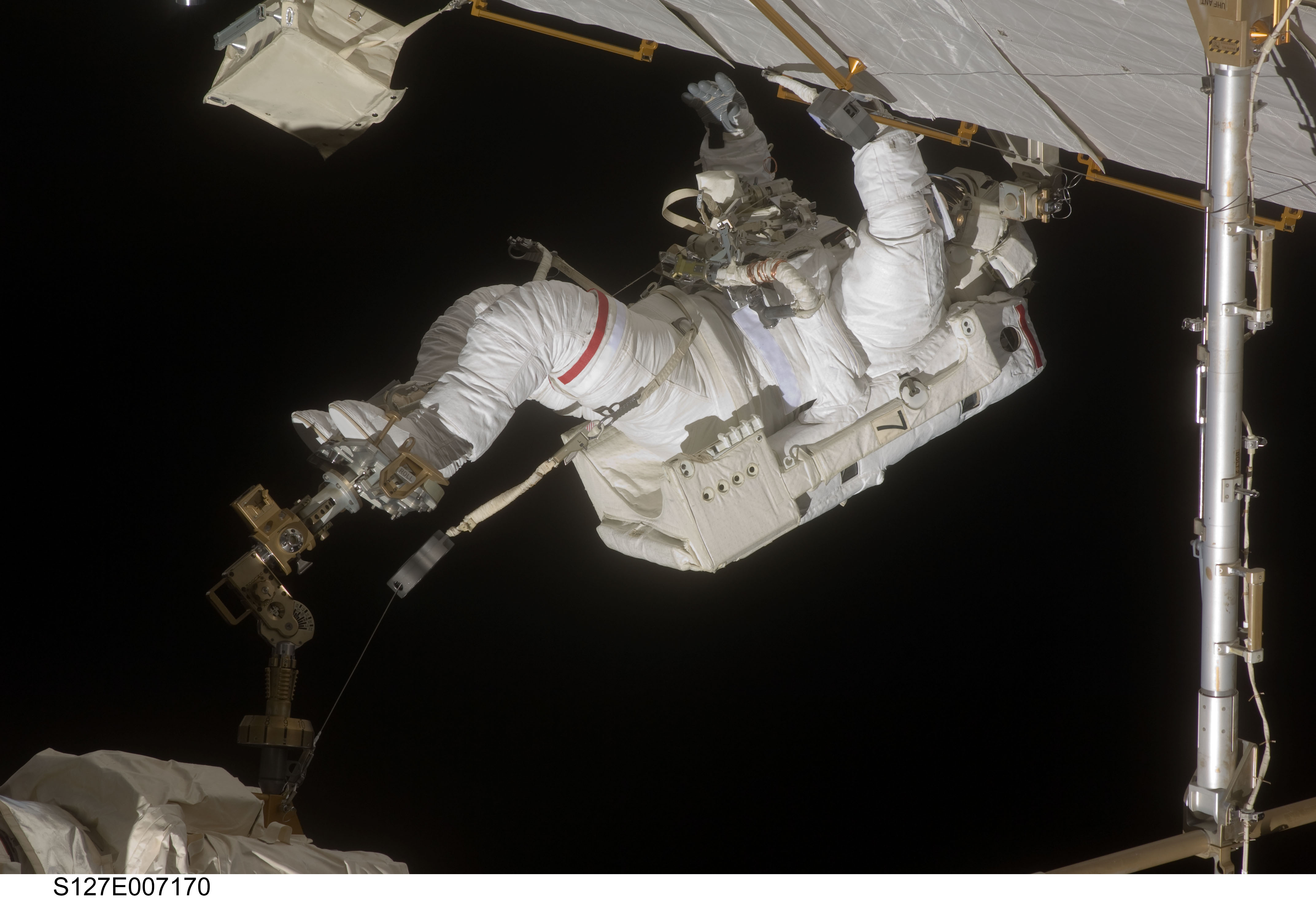 Wolf during EVA-2 on STS-127 / Expedition 20 Joint Operations