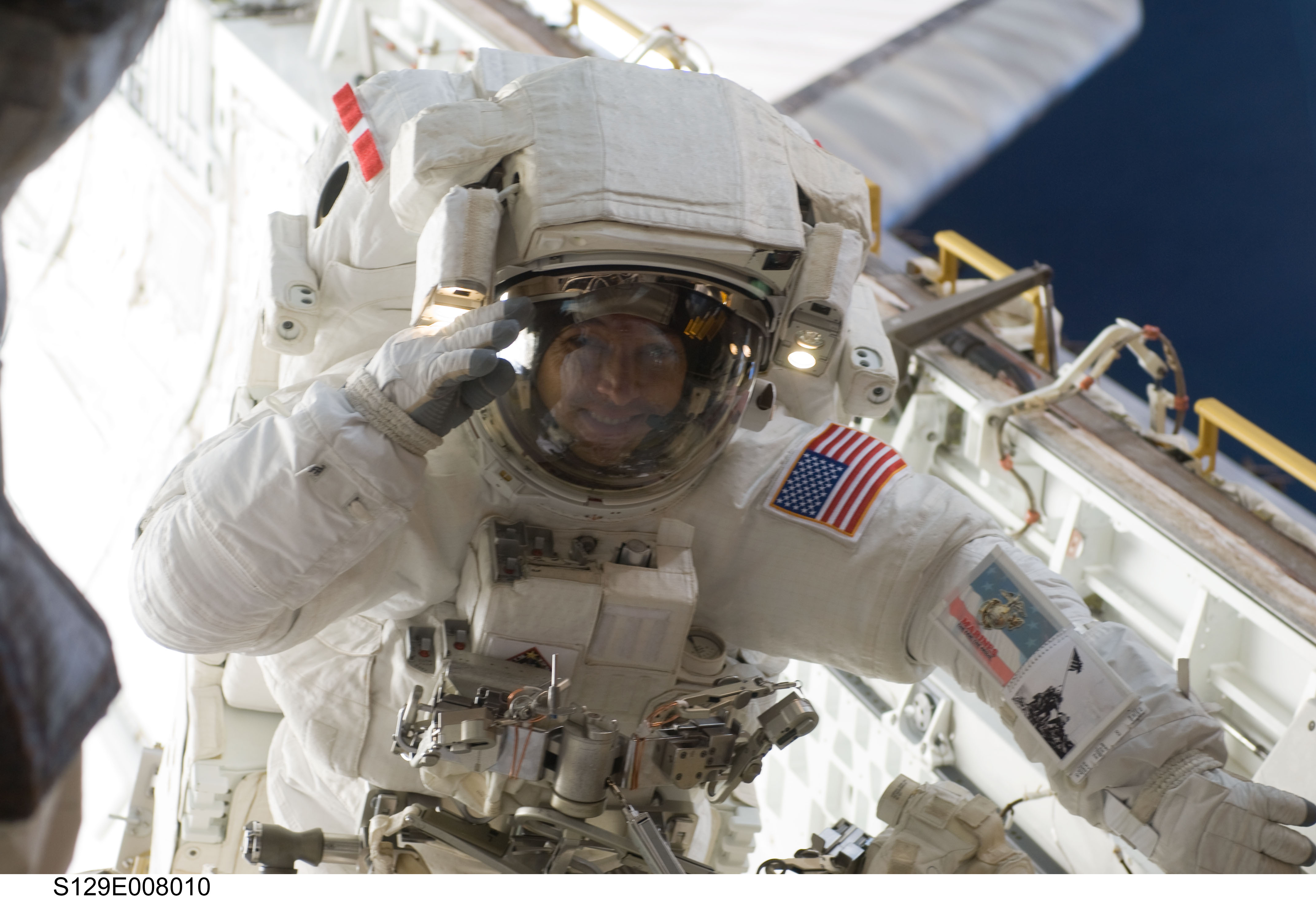 View of STS-129 MS2 Bresnik during EVA3