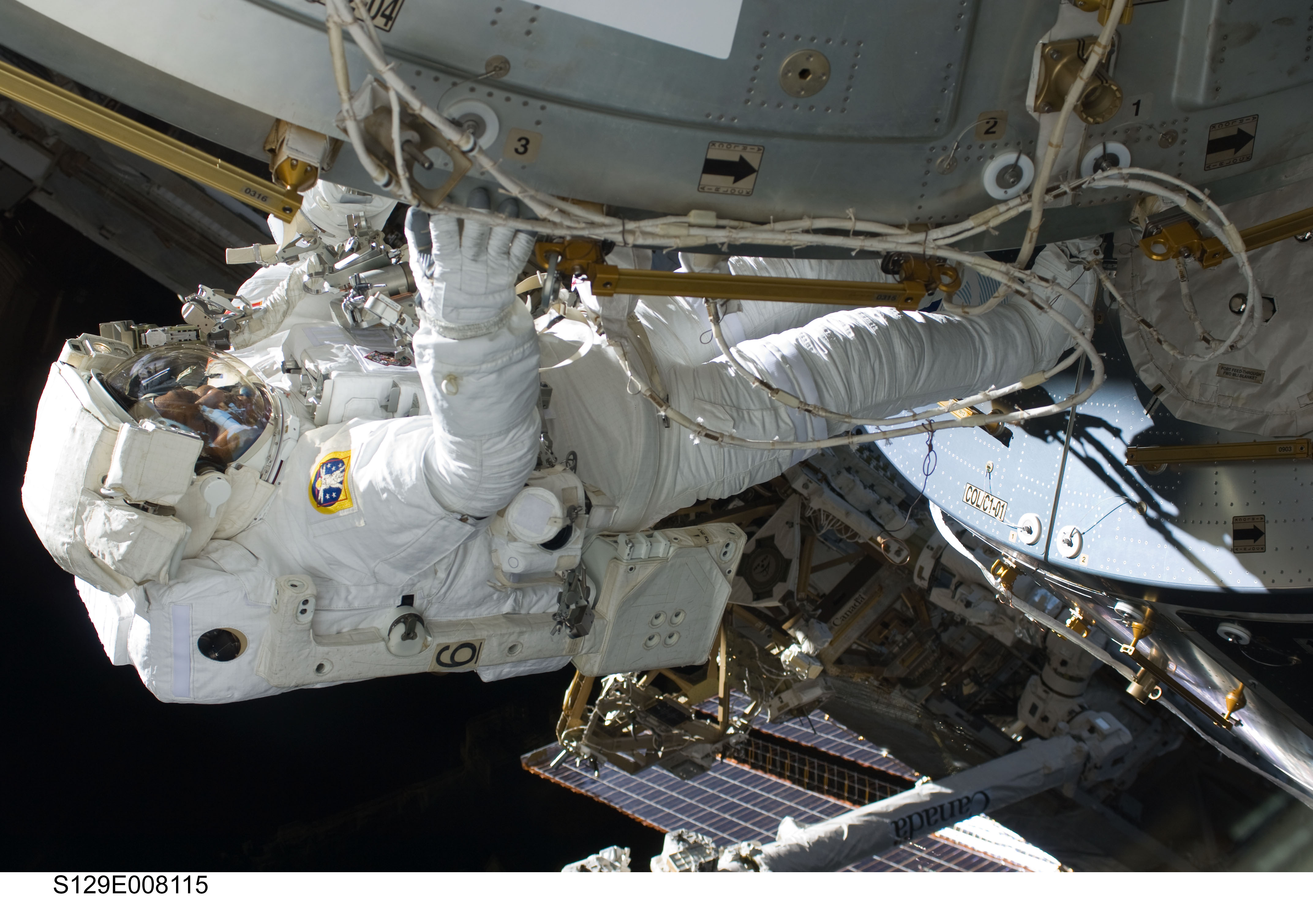 View of STS-129 MS4 Satcher during EVA3