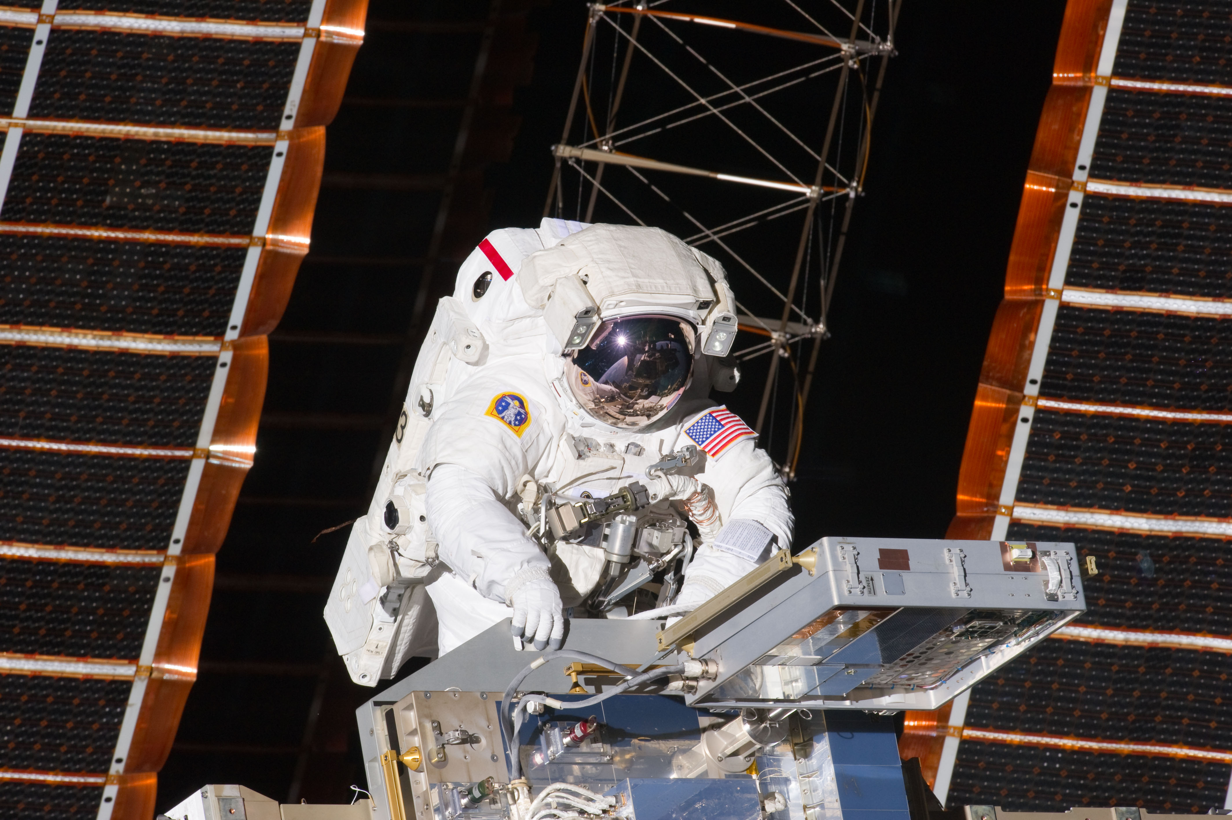 View of STS-134 MS Feustel during EVA-1