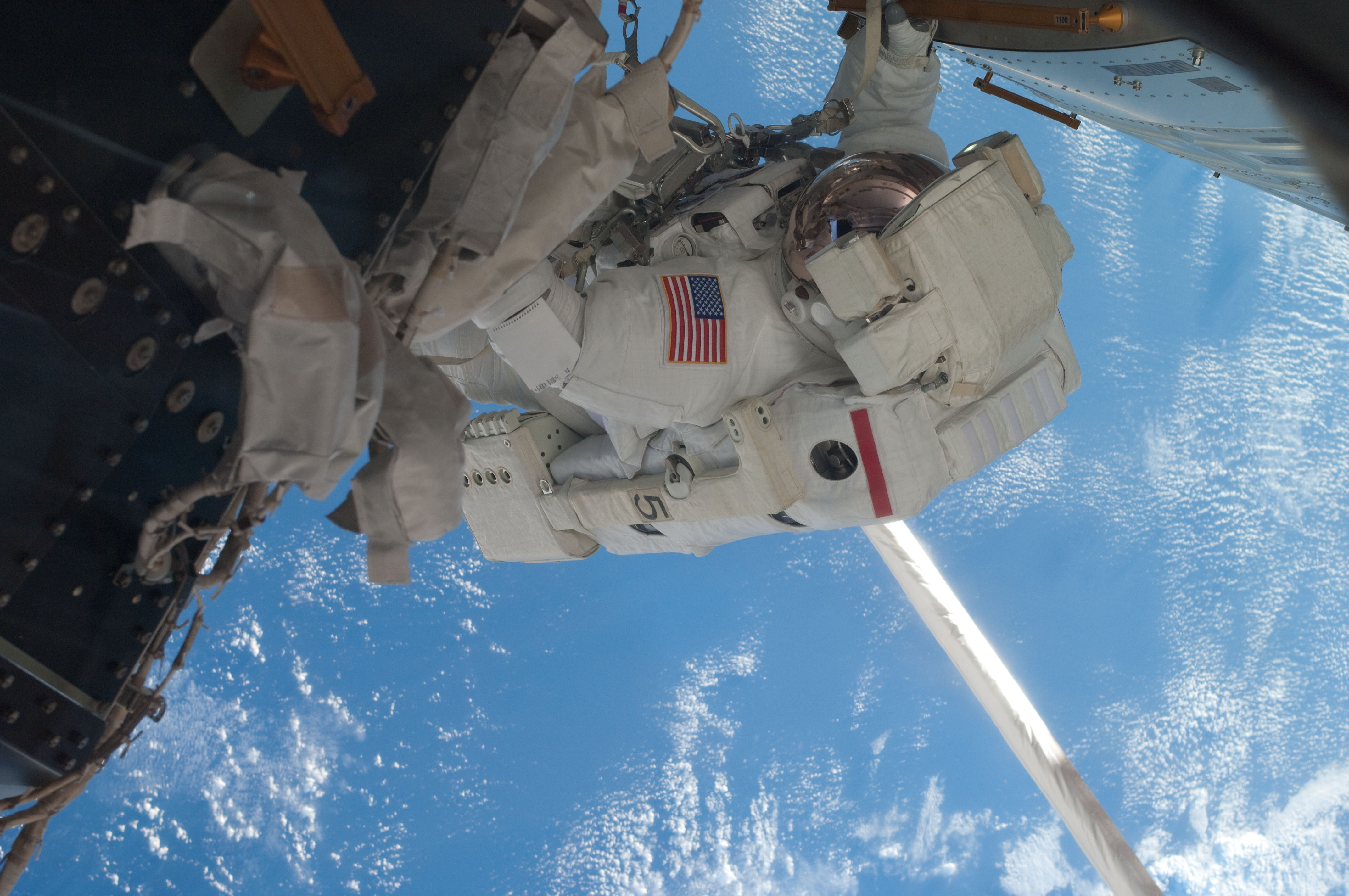 Fossum during EVA 1
