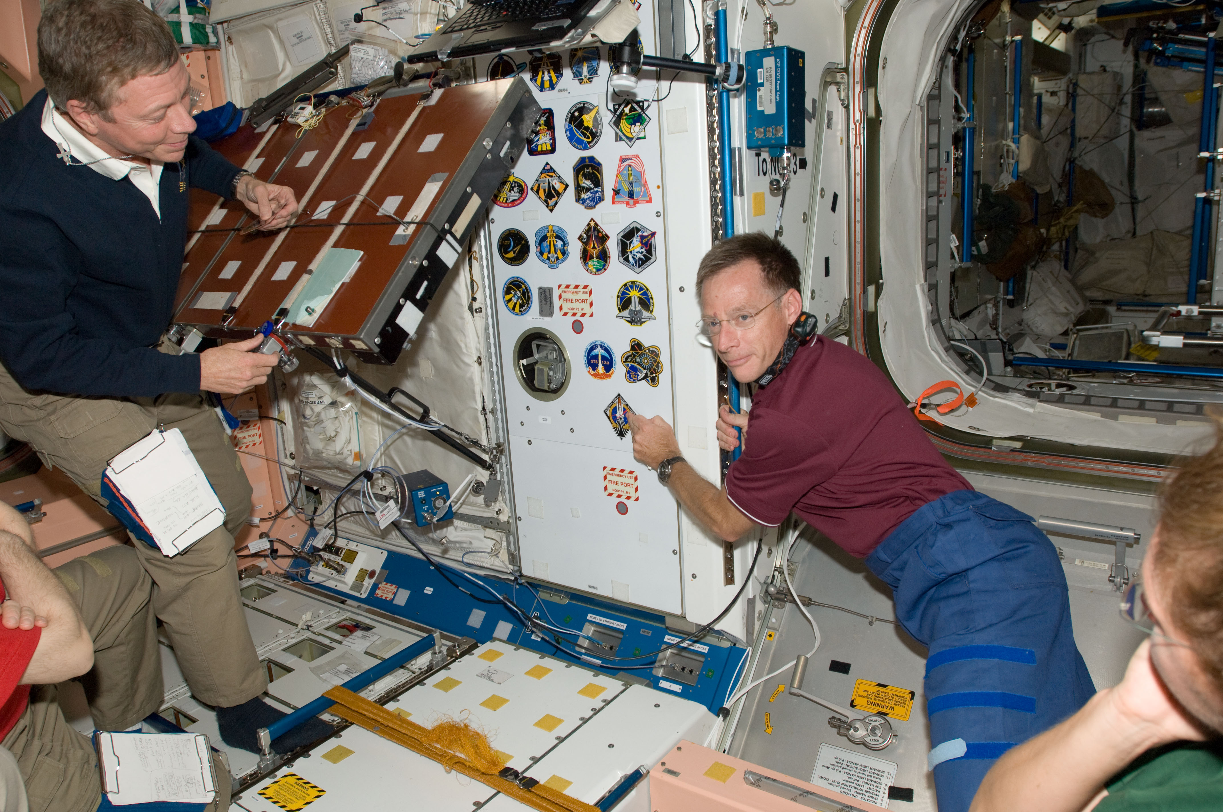 Ferguson Places STS-135 Mission Patch in Node 1