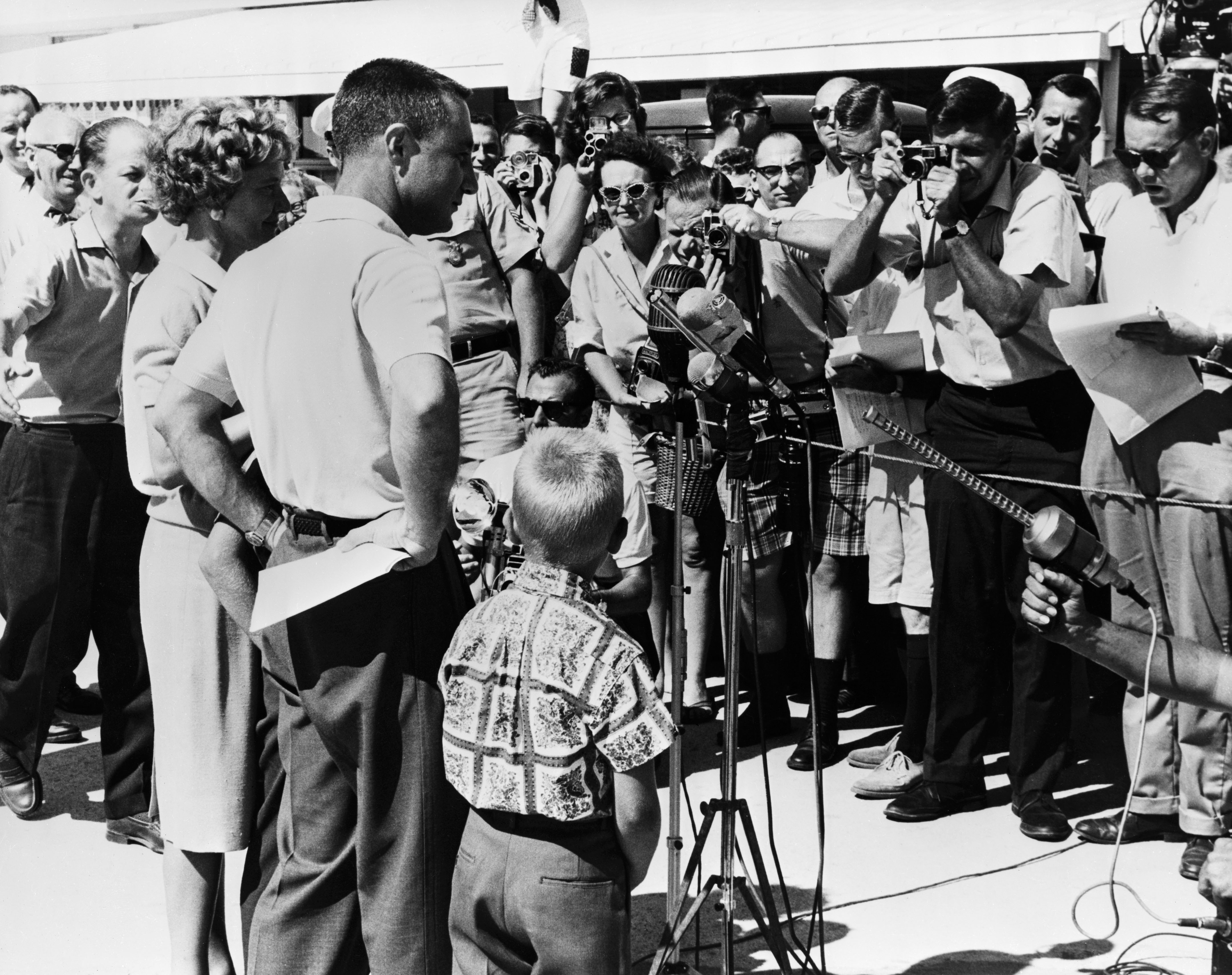 Astronaut Virgil Grissom and family at Patrick AFB airport