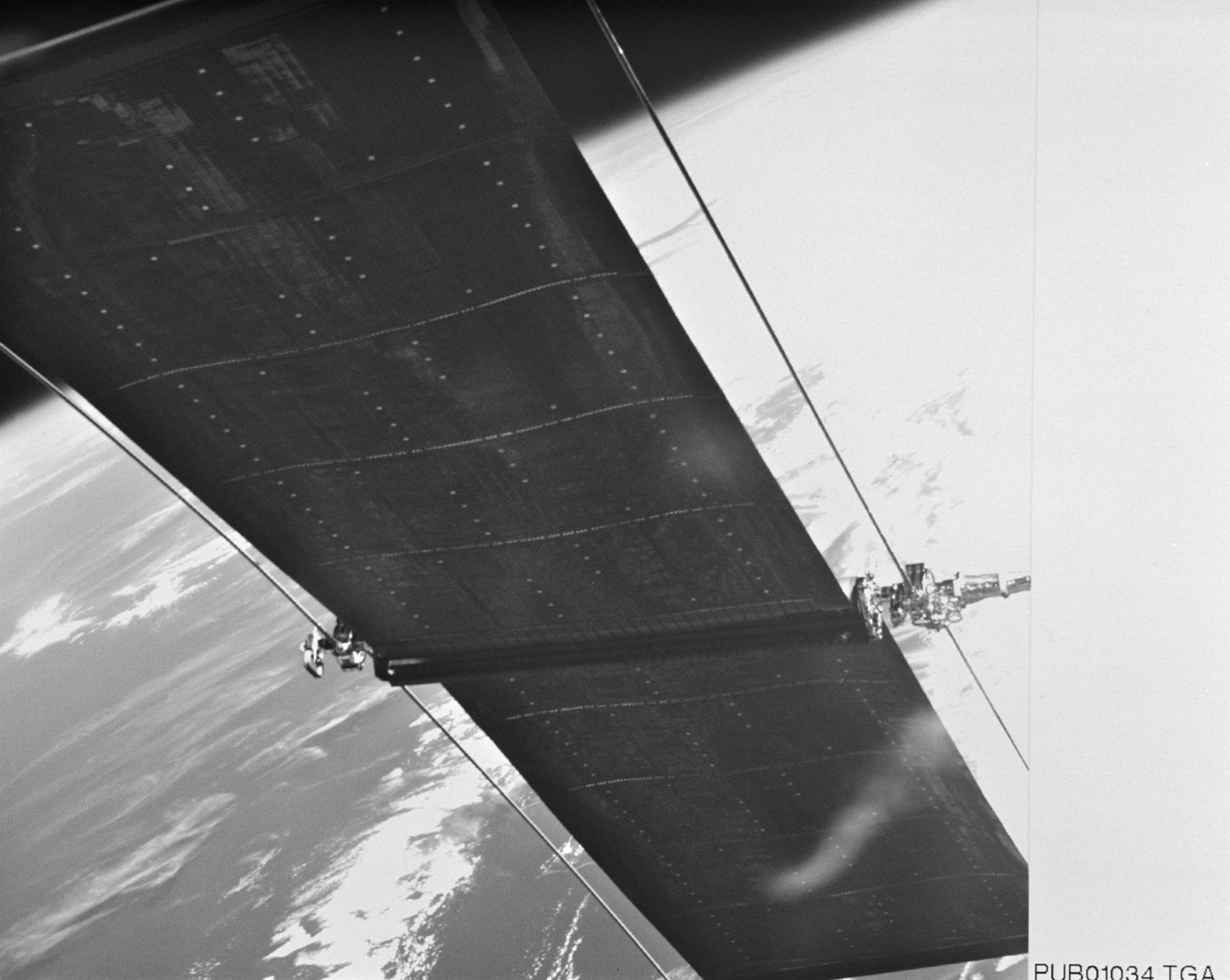 HST Solar Arrays photographed by Electronic Still Camera