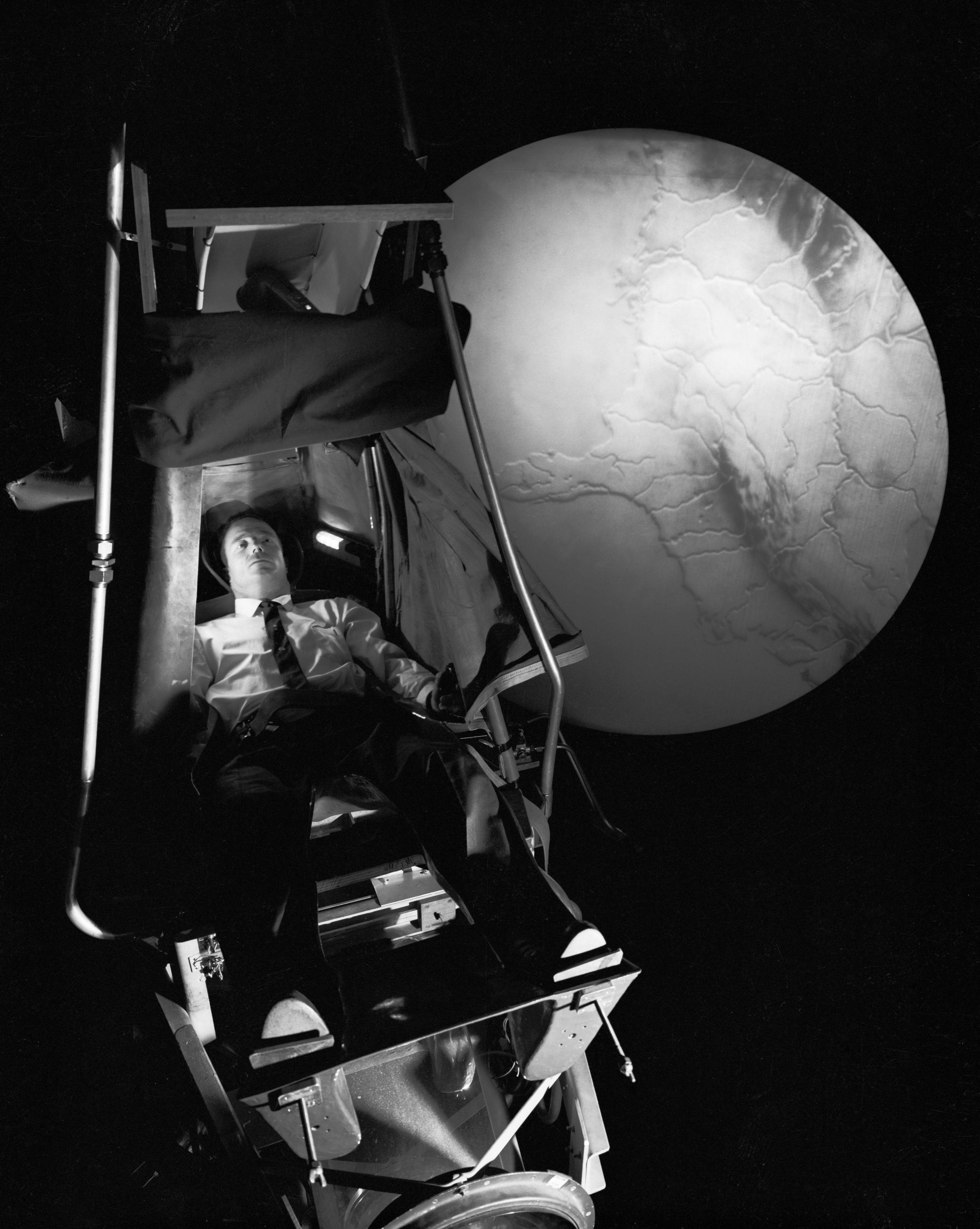 Astronaut Scott Carpenter - Practices - Air Lubricated Free Attitude (ALFA) Trainer - Langley AFB, VA