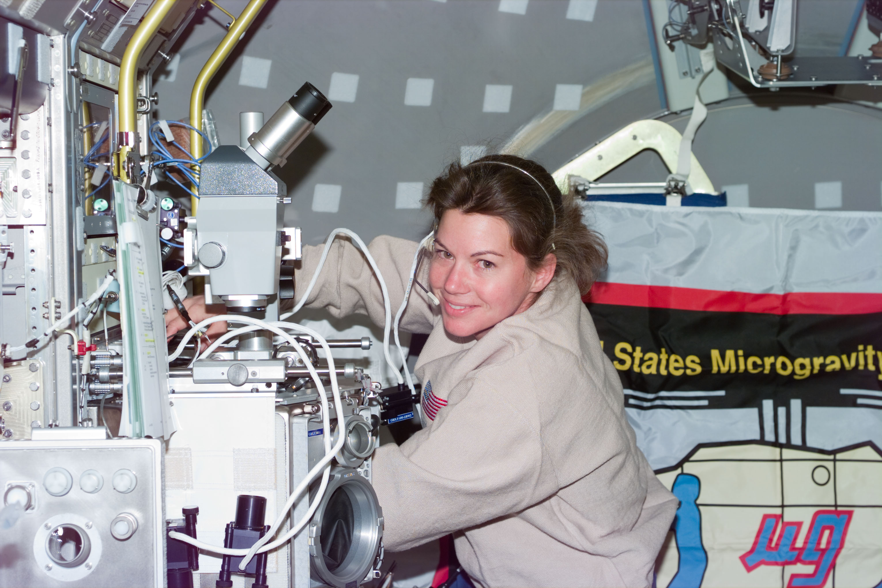 Spacelab Glovebox and Mission Specialist Catherine "Cady" Coleman