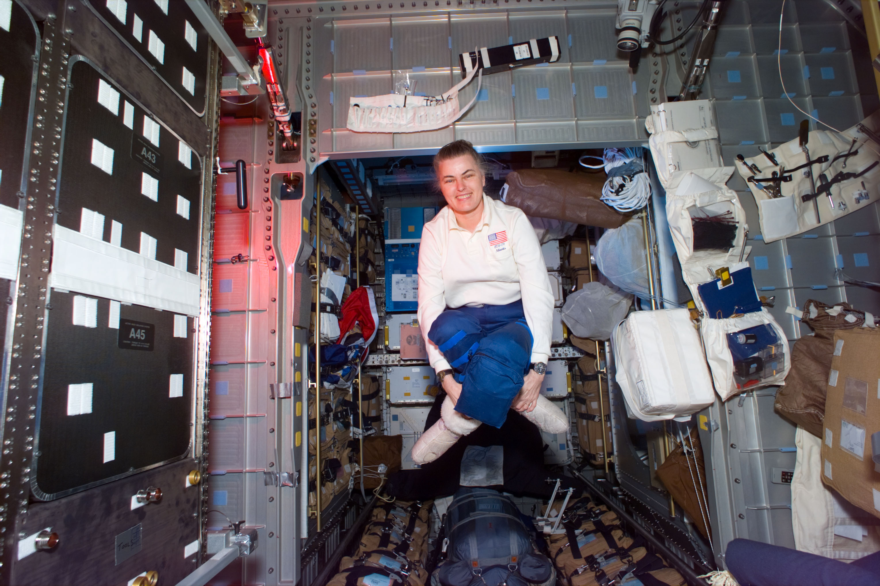 Astronaut Lucid in the Spacehab module