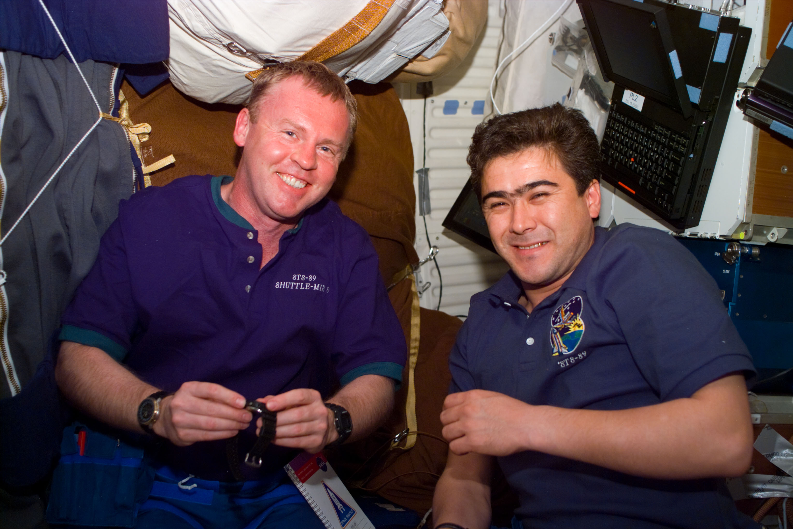 Thomas and Sharipov on middeck