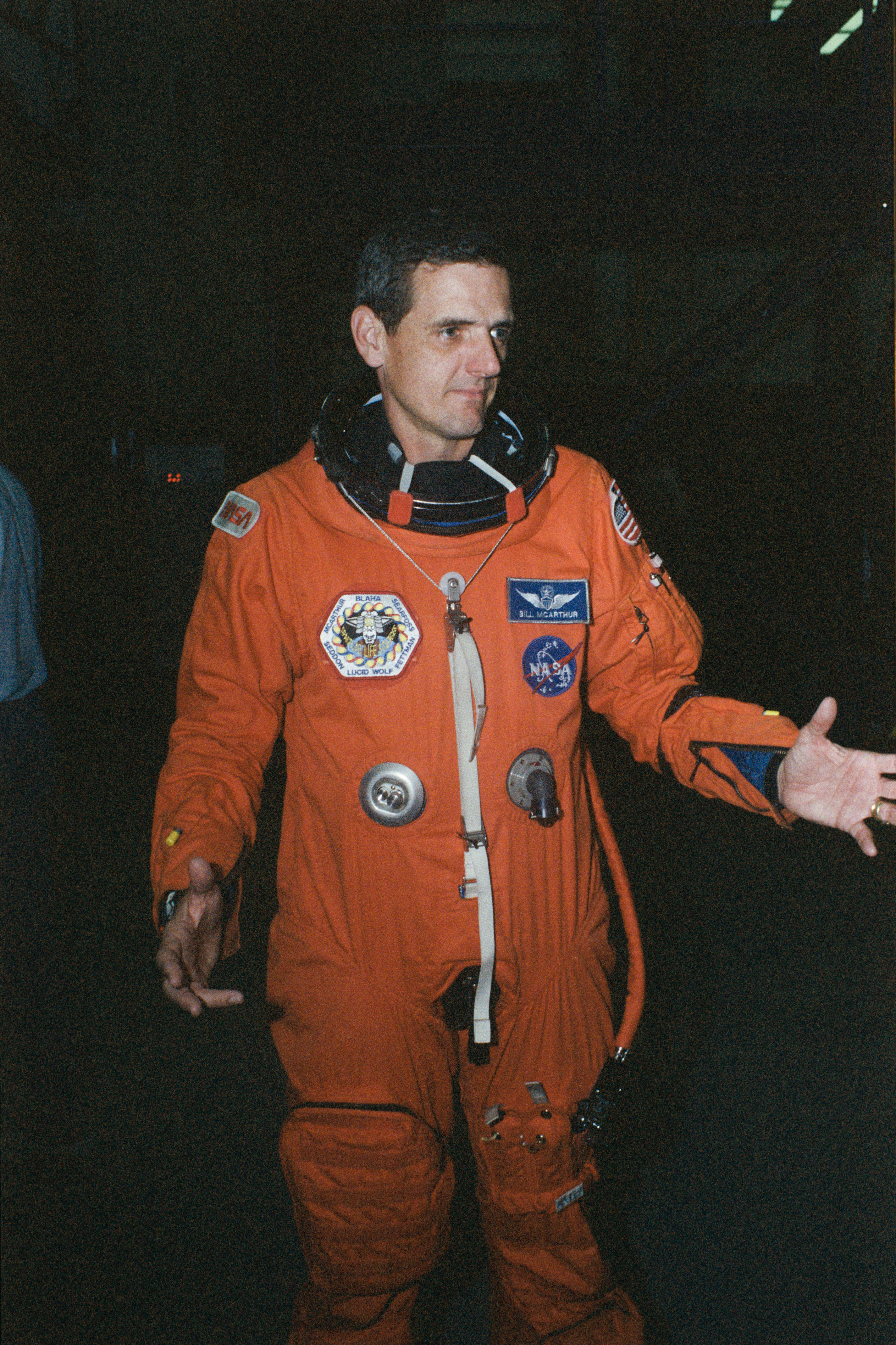 Astronaut William McArthur prepares for a training exercise