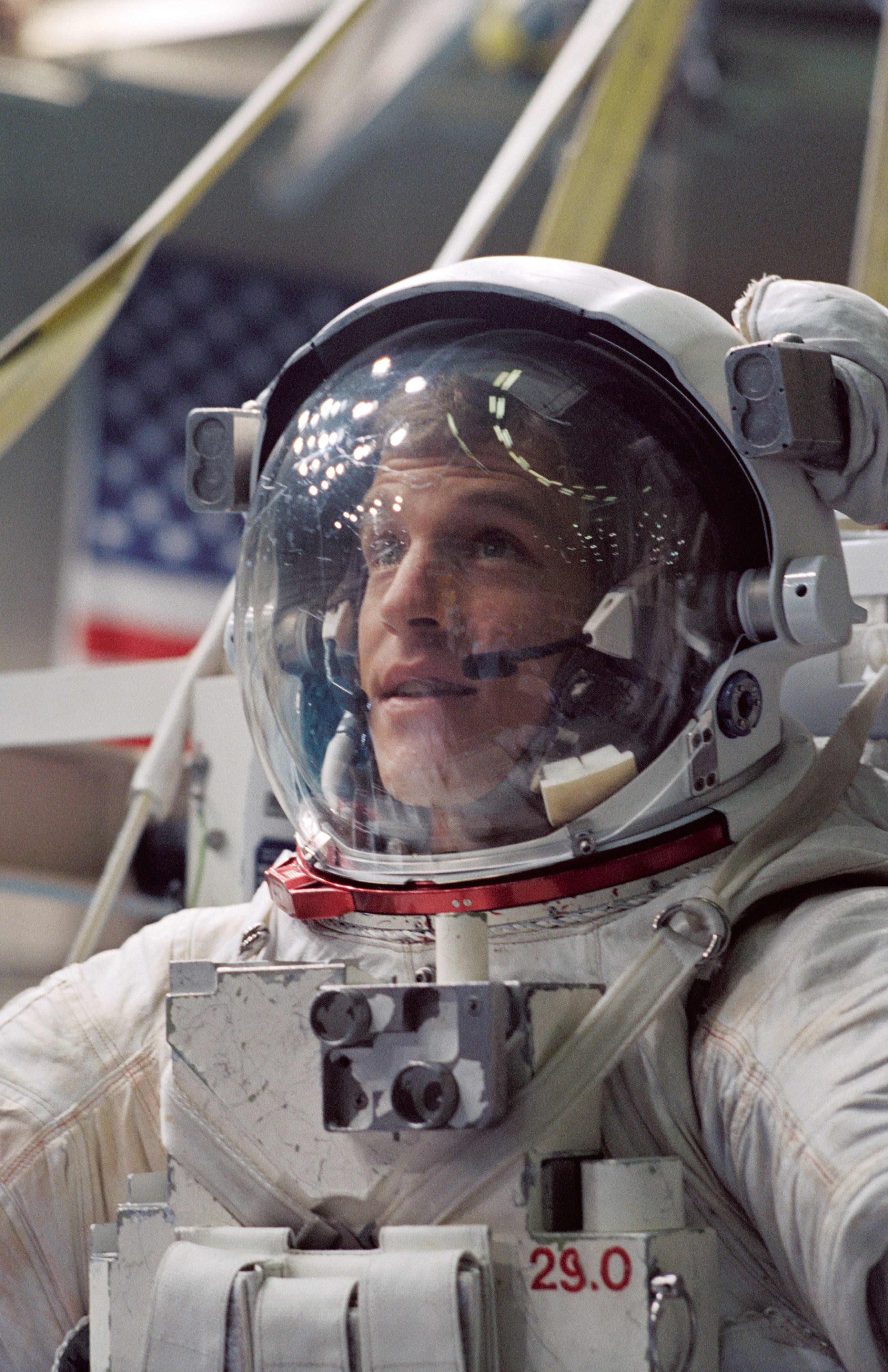 Astronaut Scott Parazynski is prepares to be submerged in the WETF