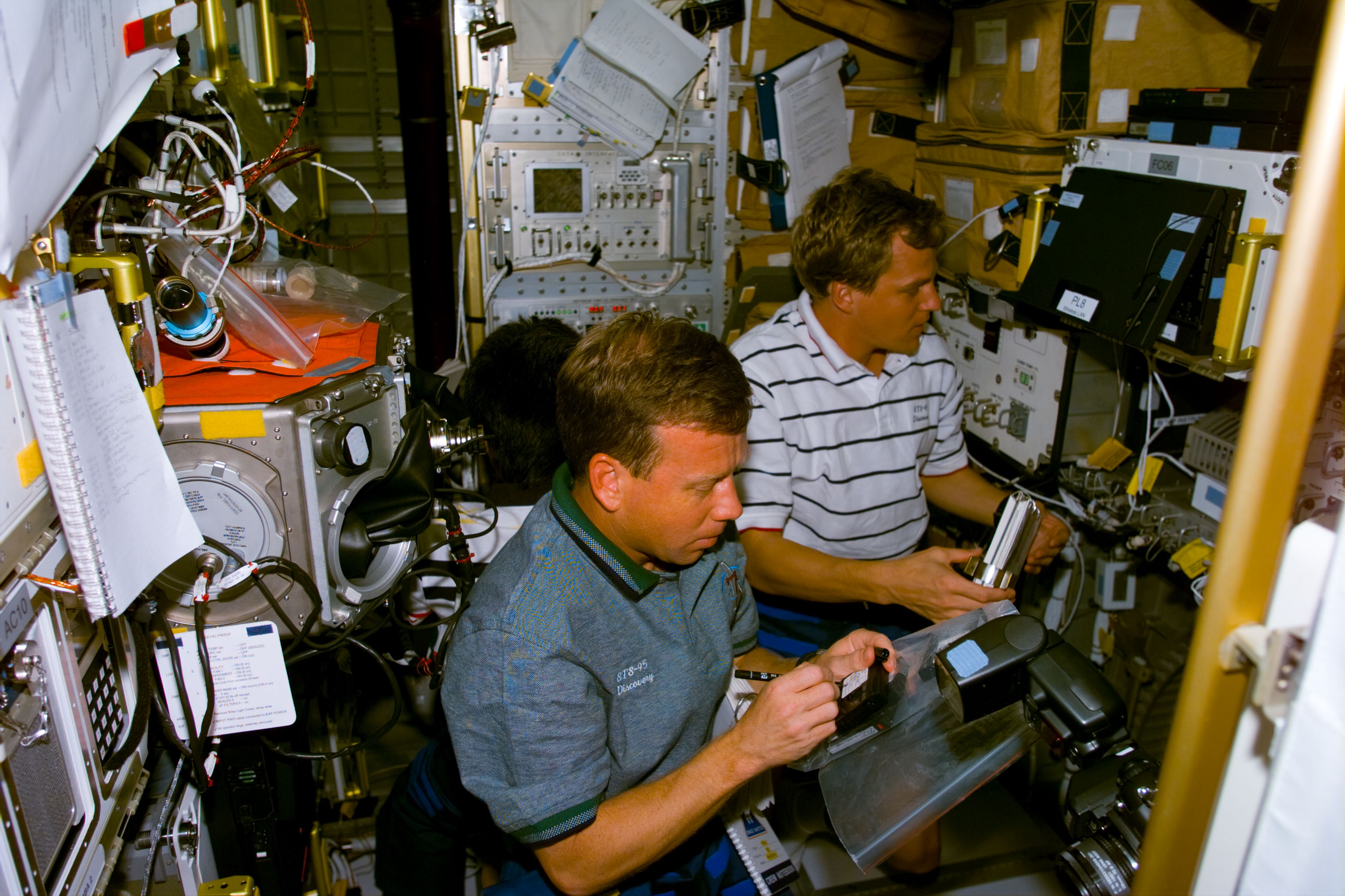 STS-95 crew in Spacehab