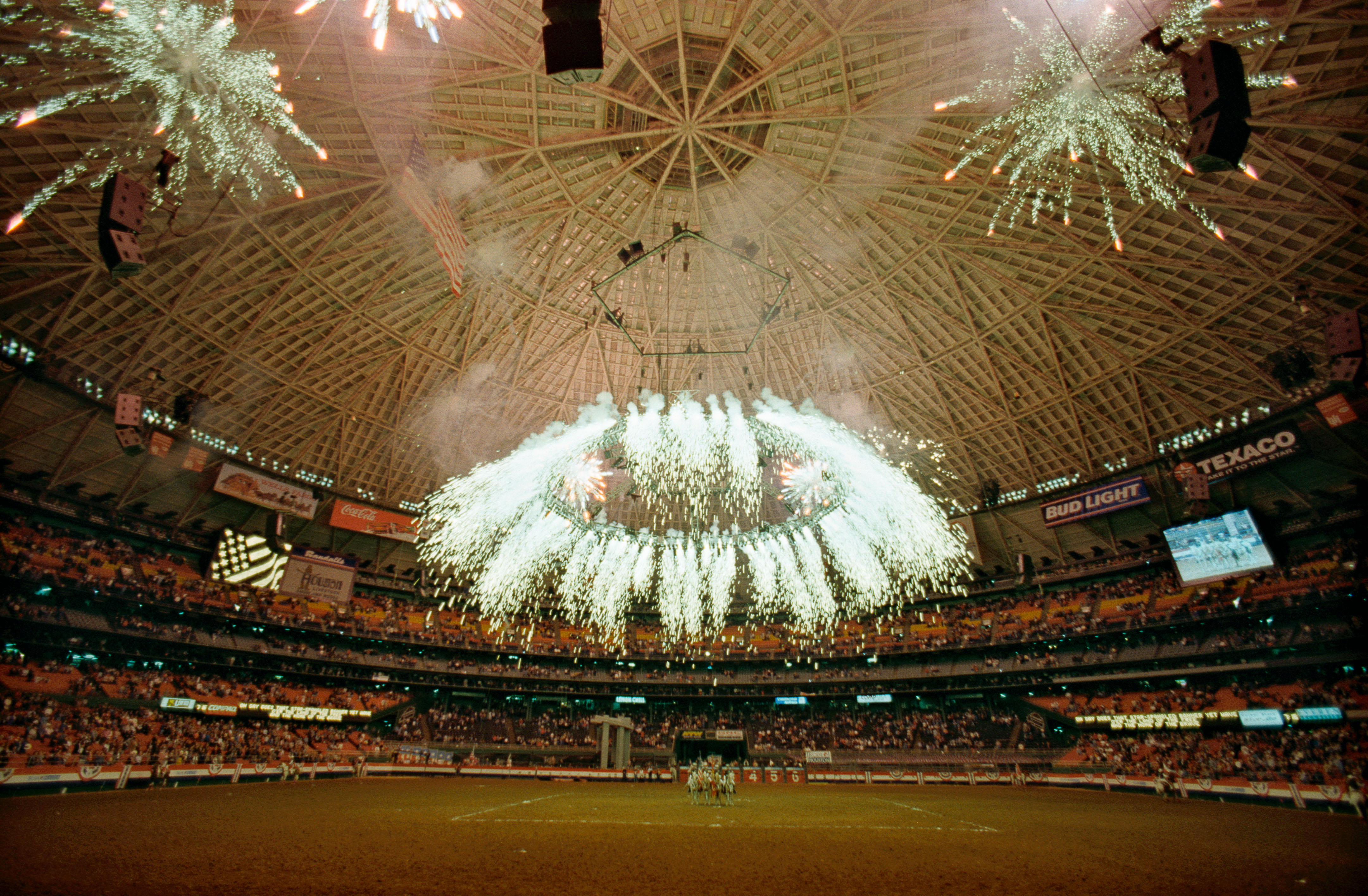 Fireworks in the Astrodome during the Houston Livestock Show and Rodeo