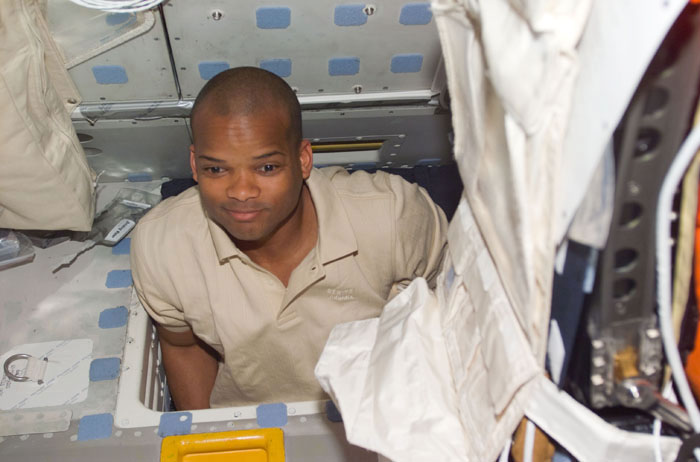 MS Curbeam in interdeck hatch on Atlantis
