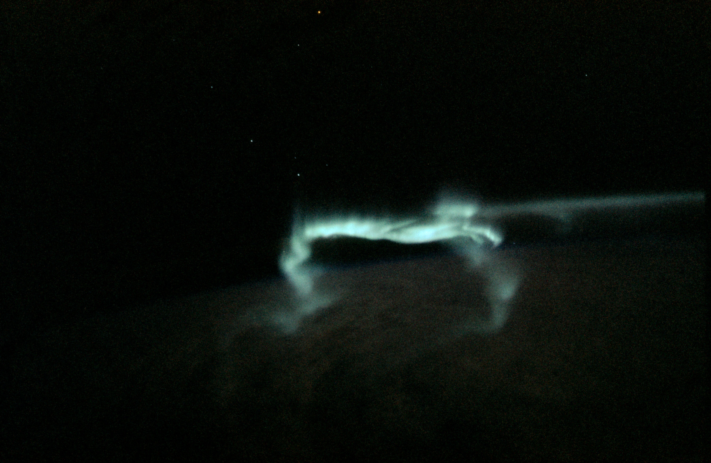 View of the southern aurora, luminous bands or streamers of light