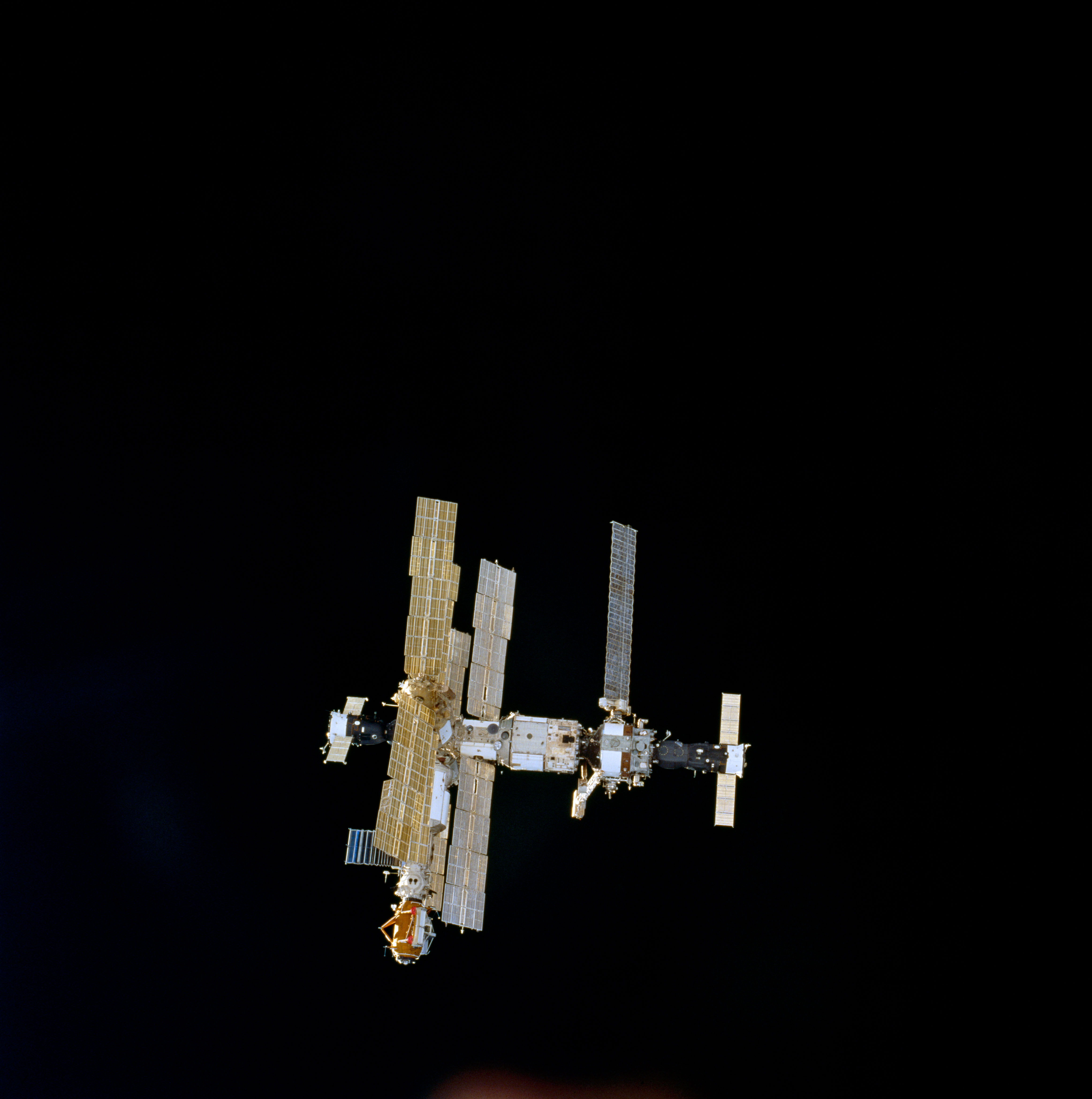 View of complete Mir Space Station after undocking