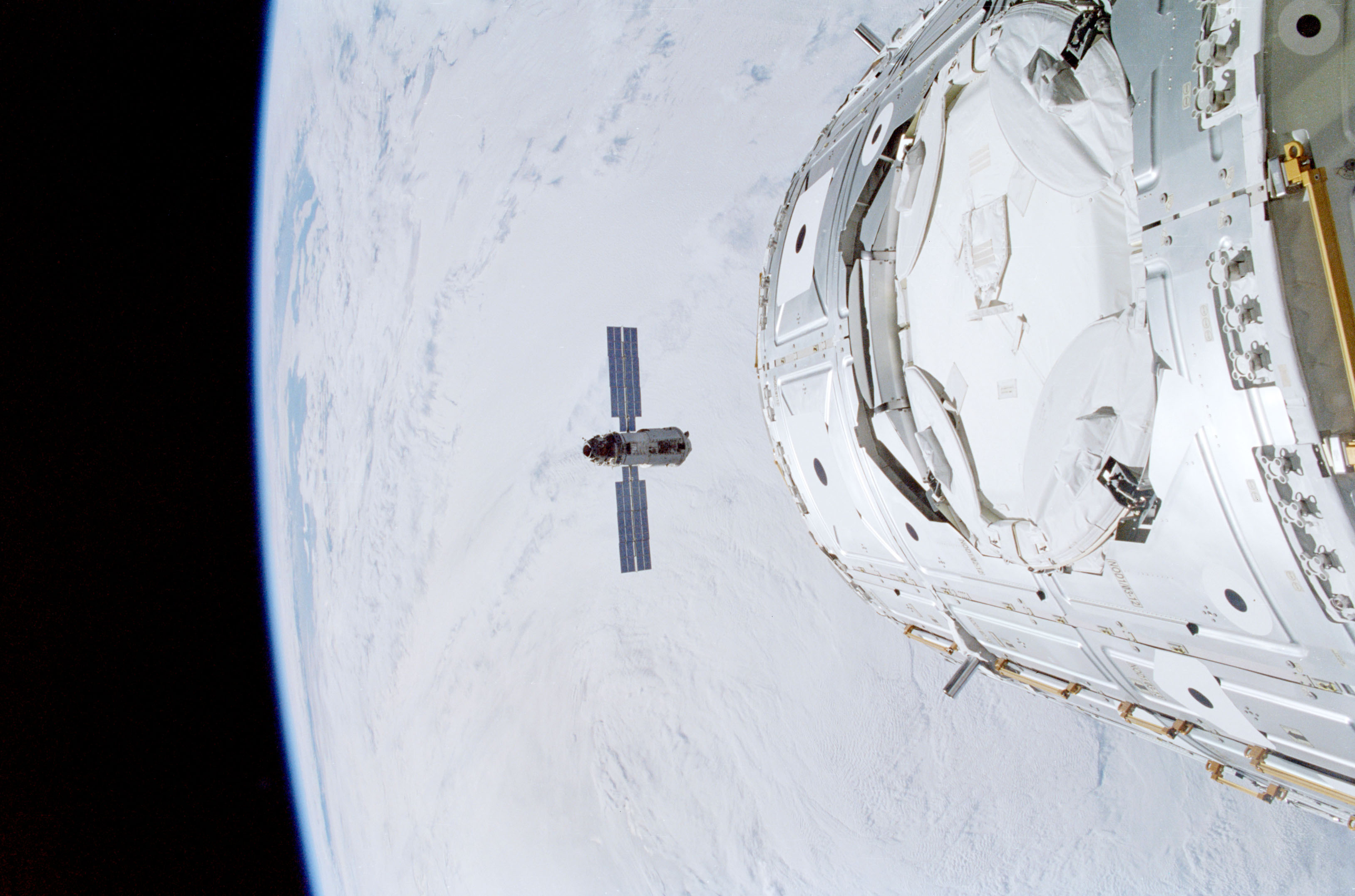 View taken during rendezvous with the FGB/Zarya module