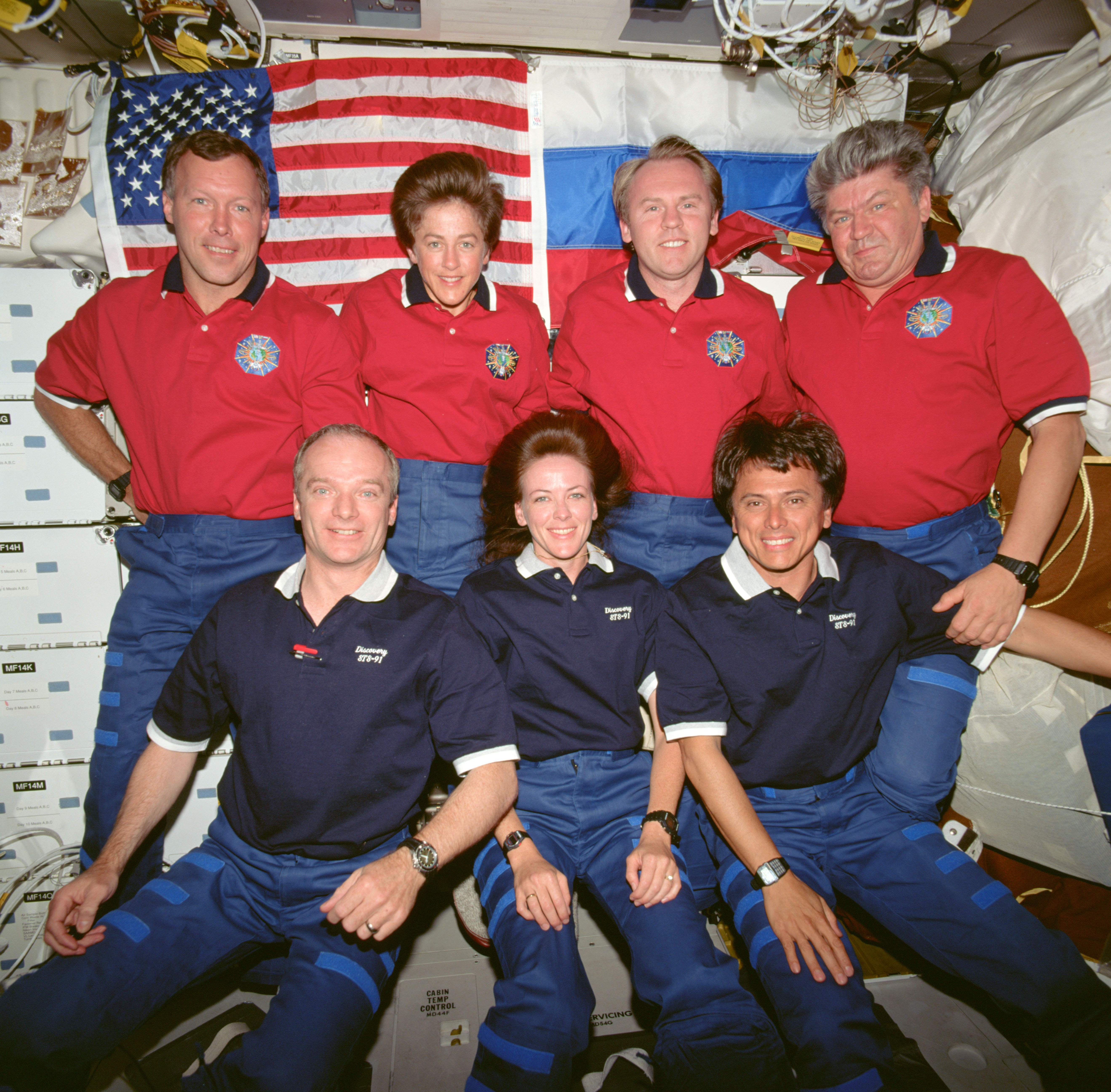 STS-91 onboard crew portraits