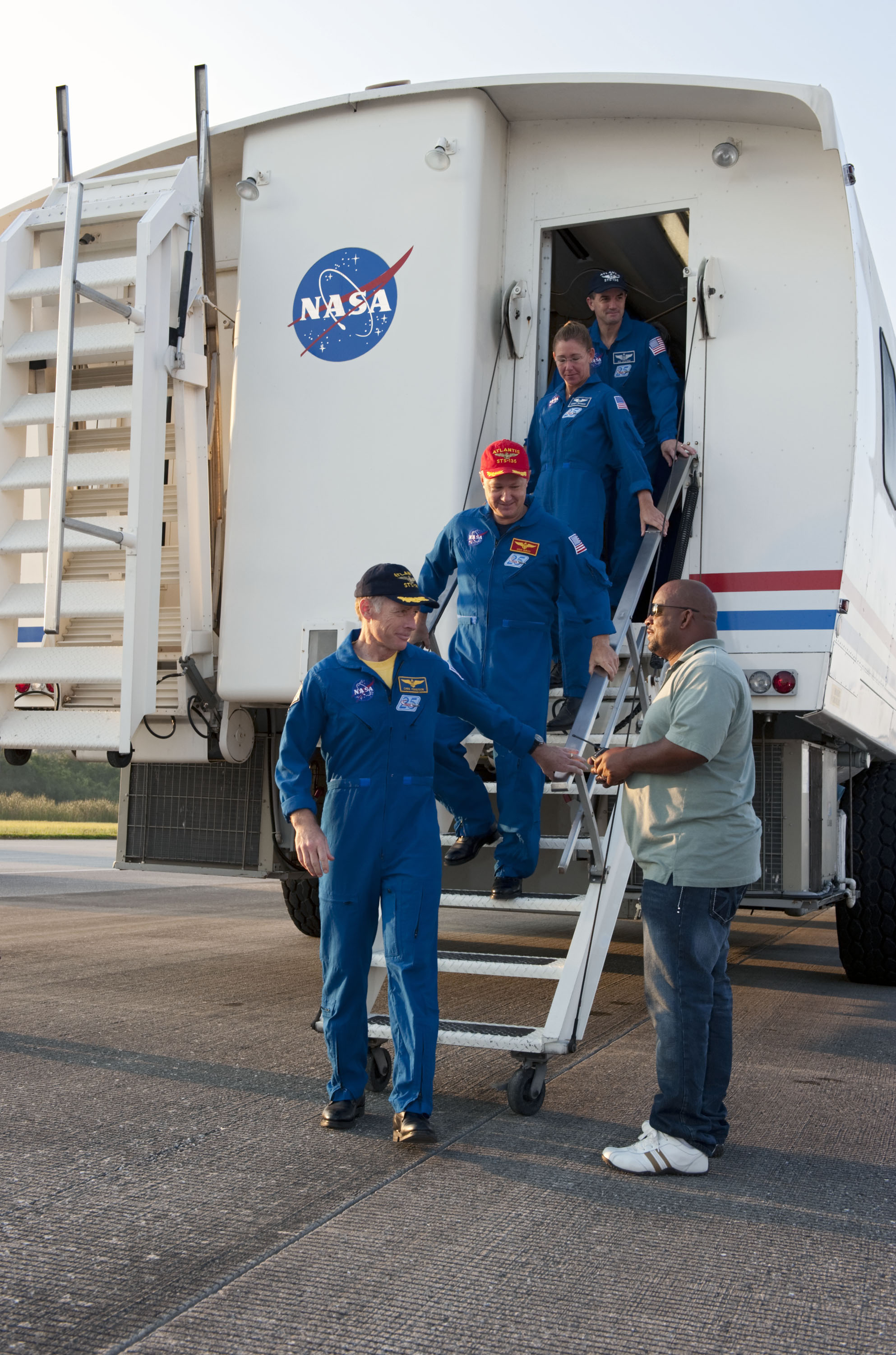 STS-135 Crewmembers after the Final Landing of Atlantis