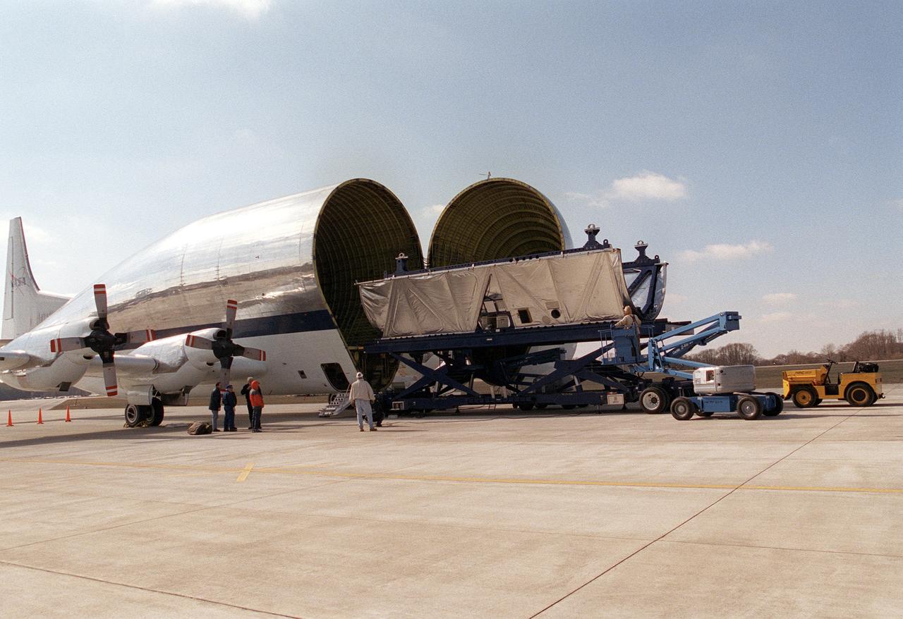 A section of the International Space Station truss assembly arrived at the Marshall Space Flight Center on NASA's Super Guppy cargo plane for structural and design testing as well as installation of critical flight hardware.