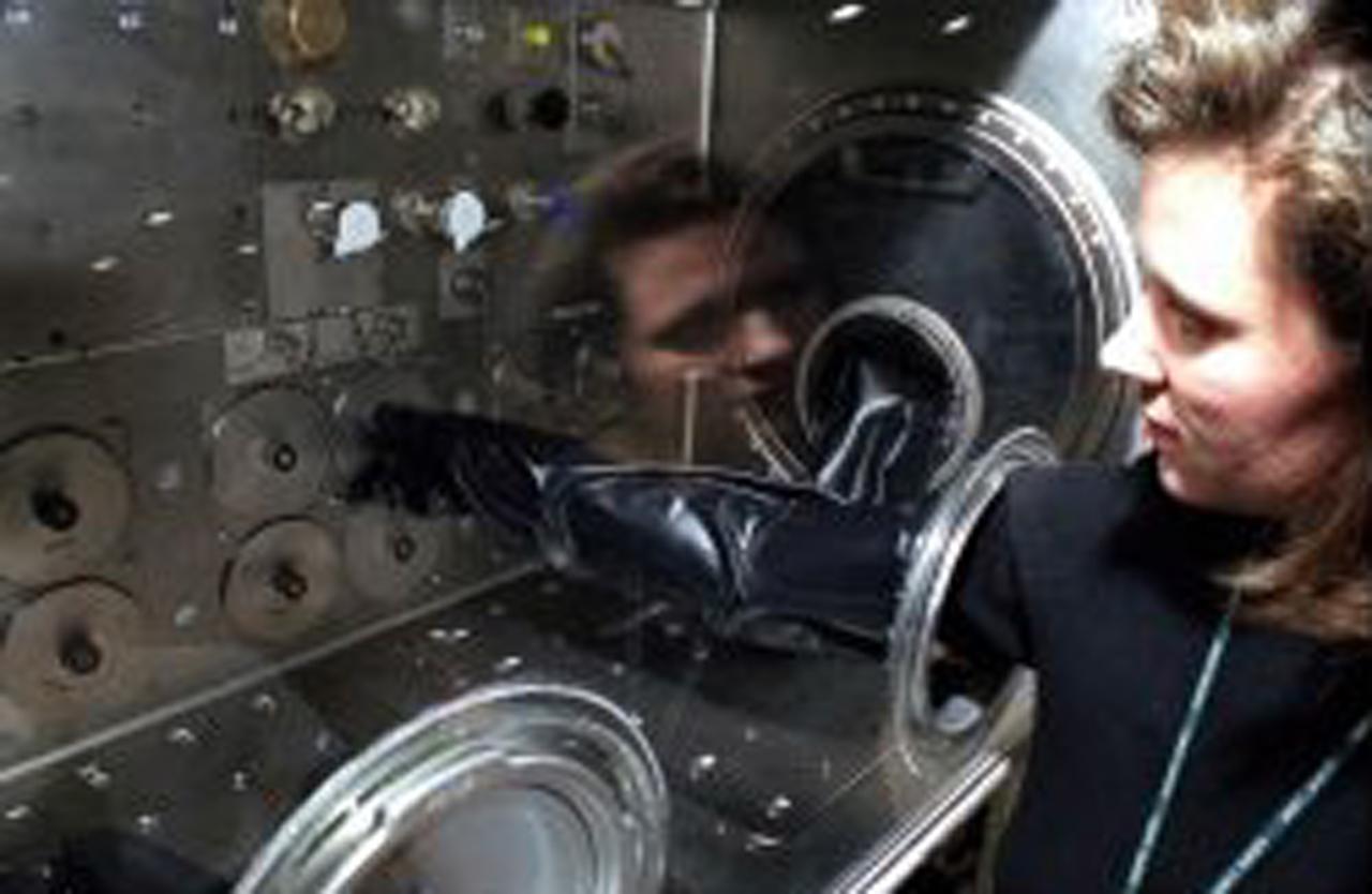 The first International Space Station experiment facility--the Microgravity Glovebox Ground Unit--has been delivered to Marshall Space Flight Center's Microgravity Development Laboratory. The glovebox is a facility that provides a sealed work area accessed by the crew in gloves. This glovebox will be used at the Marshall laboratory throughout the Space Station era.