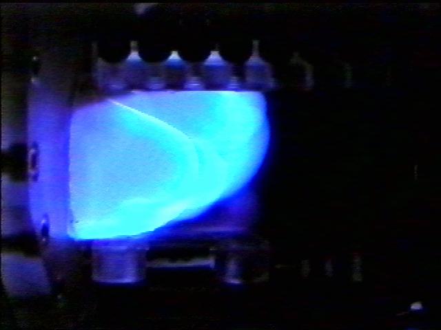 The Water Mist commercial research program is scheduled to fly an investigation on STS-107 in 2002 in the updated Combustion Module (CM-2), a sophisticated combustion chamber plus diagnostic equipment. The Center for the Commercial Applications of Combustion in Space (CCACS), a NASA Commercial Space Center located at the Colorado School of Mines, is investigating the properties of mist fire suppression in microgravity with Industry Partner Environmental Engineering Concepts. These experiments consist of varying water droplet sizes and water mist concentrations applied to flame fronts of different propane/air mixtures. Observations from these tests will provide valuable information on the change of flame speed in the presence of water mist. Shown here is a flame front propagating through the Mist flame tube during 1-g testing at NASA/Glenn Research Center.