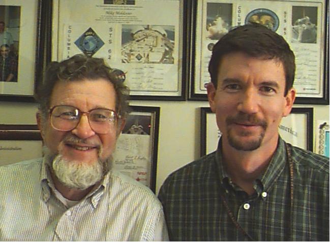 Dr. Dr. Robert F. Berg (right), principal investigator and Dr. Micheal R. Moldover (left), co-investigator, for the Critical Viscosity of Xenon (CVX/CVX-2) experiment. They are with the National Institutes of Standards and Technology, Gaithersburg, MD. The Critical Viscosity of Xenon Experiment (CVX-2) on the STS-107 Research 1 mission in 2002 will measure the viscous behavior of xenon, a heavy inert gas used in flash lamps and ion rocket engines, at its critical point. Although it does not easily combine with other chemicals, its viscosity at the critical point can be used as a model for a range of chemicals.