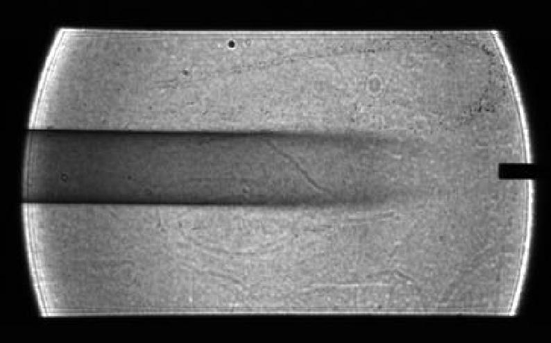 Image of soot (smoke) plume made for the Laminar Soot Processes (LSP) experiment during the Microgravity Sciences Lab-1 mission in 1997. LSP-2 will fly in the STS-107 Research 1 mission in 2002. The principal investigator is Dr. Gerard Faeth of the University of Michigan. LSP uses a small jet burner, similar to a classroom butane lighter, that produces flames up to 60 mm (2.3 in) long. Measurements include color TV cameras and a temperature sensor, and laser images whose darkness indicates the quantity of soot produced in the flame. Glenn Research in Cleveland, OH, manages the project.