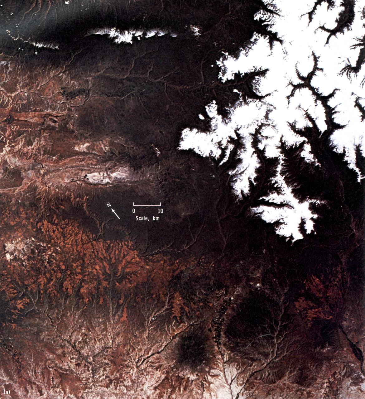 This EREP color photograph of the Uncompahgre Plateau area of Colorado was taken in June of 1973 by the Skylab Multi-spectral Photographic Camera (Skylab EREP Experiment S190A) of the Multi-spectral Photographic Facility during the Skylab-2 Mission.