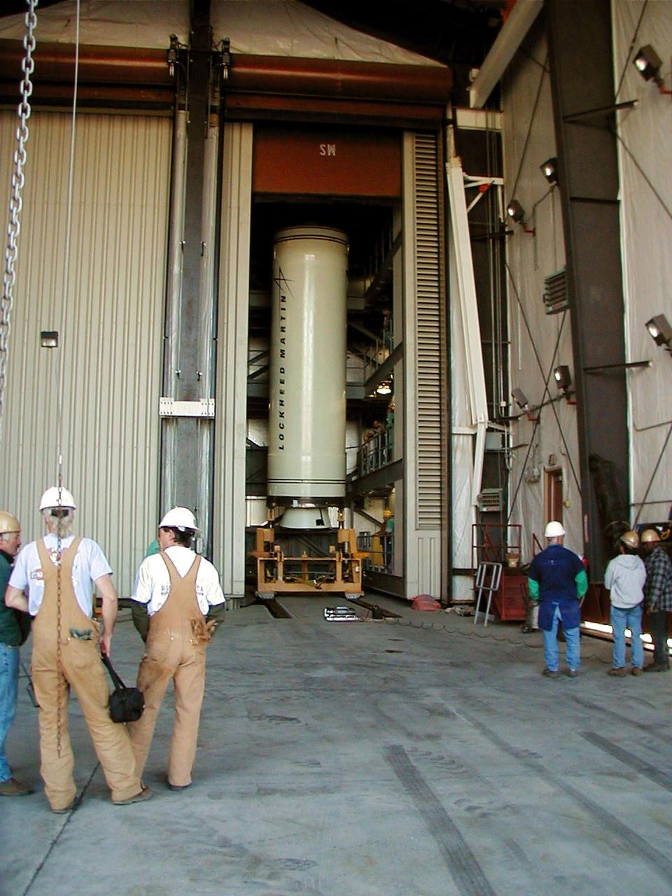 KODIAK ISLAND, Alaska -- Technicians prepare the Athena I launch vehicle for flight at Kodiak Island, Alaska, as processing for the launch of Kodiak Star proceeds.  The first orbital launch to take place from Alaska's Kodiak Launch Complex, Kodiak Star is scheduled to lift off on a Lockheed Martin Athena I launch vehicle on Sept. 17 during a two-hour window that extends from 5:00 to 7:00 p.m. ADT.  The payloads aboard include the Starshine 3, sponsored by NASA, and the PICOSat, PCSat and Sapphire, sponsored by the Department of Defense (DoD) Space Test Program.    