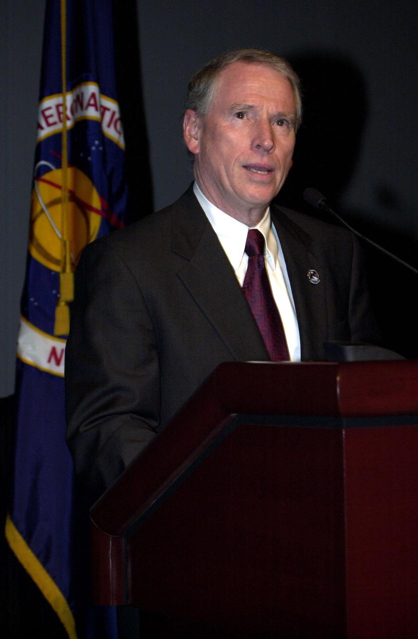 KENNEDY SPACE CENTER, Fla. -- NASA Acting Administrator Daniel Mulville talks to other guests at the KSC Protocol Office. Mulville was one of many visitors attending the launch of Space Shuttle Endeavour on mission STS-108. The launch was delayed by one day Dec. 4, 2001, due to poor weather at Kennedy. Space Shuttle Endeavour is now scheduled to lift off at 5:19 p.m. EST (2219 GMT) Dec. 5