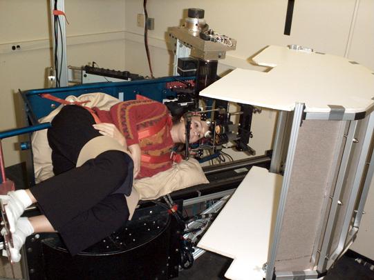 The short-arm centrifuge subjects an astronaut to conflicting sensory input and study the astronaut's perception of motion. It is one of several instruments used in the Spatial Reorientation Following Space Flight investigation to be conducted after astronauts return to Earth. During space flight, the vestibular organs no longer respond in a familiar way. Instead, inputs from the irner ear do not match those coming from the eyes. While on Earth, you can open your eyes to see if you truly are spinning, but astronauts do not have this luxury. Astronauts can see the floor, but have no sense of down; when they bend their heads forward, the otoliths are not stimulated properly. This state, called sensory conflict, must be resolved by the brain to maintain orientation. When they first return to Earth, astronauts are again disoriented because of sensory conflict. They undergo a period of spatial reorientation, as their brains reconcile what their eyes see and what their vestibular system senses. Recovery can take anywhere from hours to days depending on the length of the mission. Principal Investigator: Dr. William Paloski, Johnson Space Center, Houston, TX.