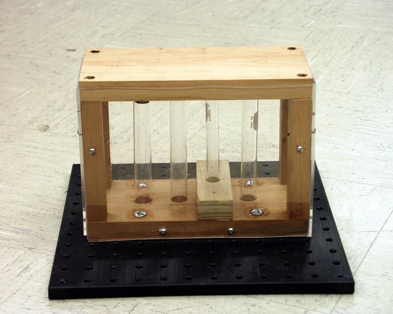 Test tubes to hold different types of fluids while in free-fall were among the student-designed items for the second Dropping in a Microgravity Environment (DIME) competition held April 23-25, 2002, at NASA's Glenn Research Center. Competitors included two teams from Sycamore High School, Cincinnati, OH, and one each from Bay High School, Bay Village, OH, and COSI Academy, Columbus, OH. DIME is part of NASA's education and outreach activities. Details are on line at http://microgravity.grc.nasa.gov/DIME_2002.html.