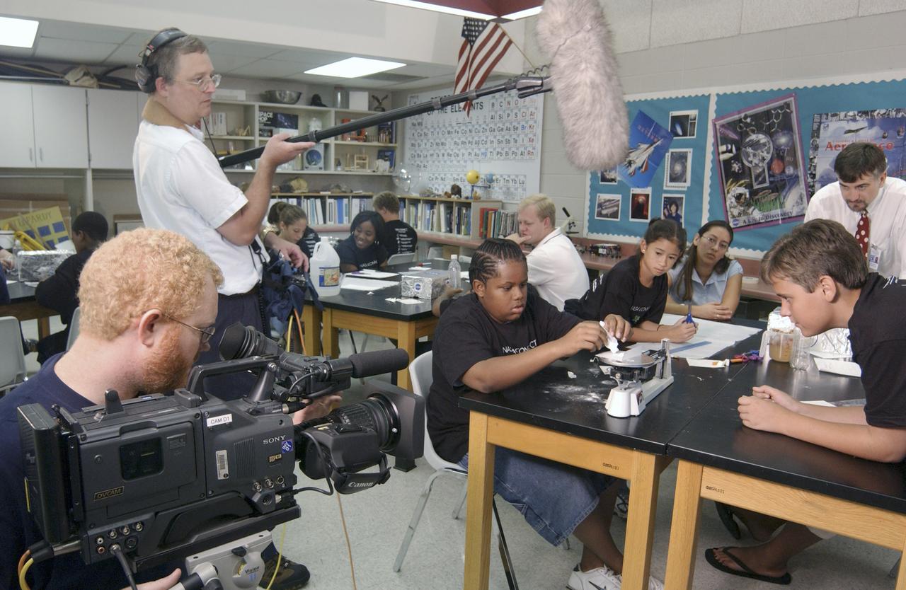 Students at Williams Technology Middle School in Huntsville were featured in a new segment of NASA CONNECT, a video series aimed to enhance the teaching of math, science, and technology to middle school students. The segment premiered nationwide May 15, 2003, and helped viewers understand Sir Isaac Newton's first, second, and third laws of gravity and how they relate to NASA's efforts in developing the next generation of space transportation.