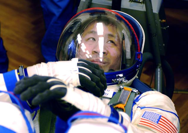 NASA image: Astronaut Ed Lu prepares for ISS Expedition Seven mission.