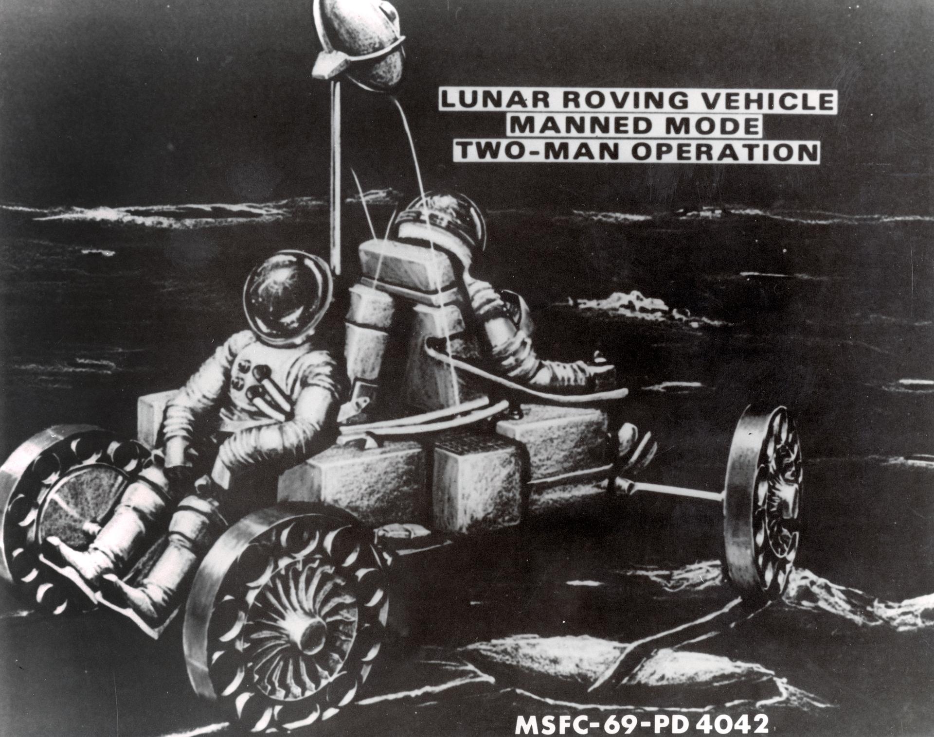 Concept art for a lunar rover