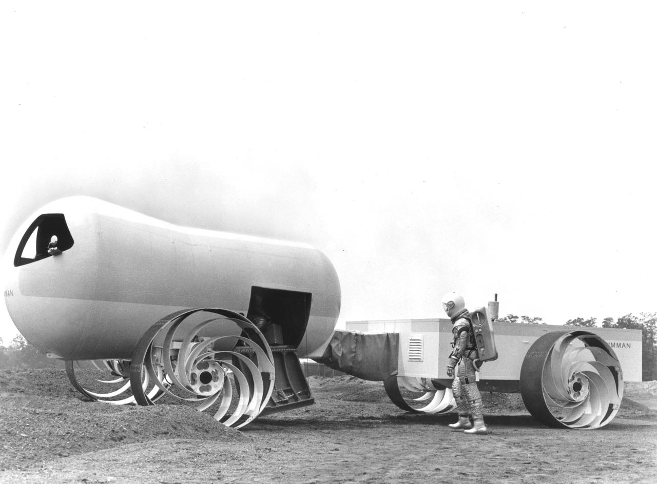 This Mobility Test Article (MTA) was a concept of a possible dual mode Lunar Roving Vehicle (LRV) built by the Grumman Industries for NASA’s Marshall Space Flight Center (MSFC). The data provided by the MTA helped in designing the Lunar Roving Vehicle (LRV), developed under the direction of MSFC. The LRV was designed to allow Apollo astronauts a greater range of mobility during lunar exploration missions. 