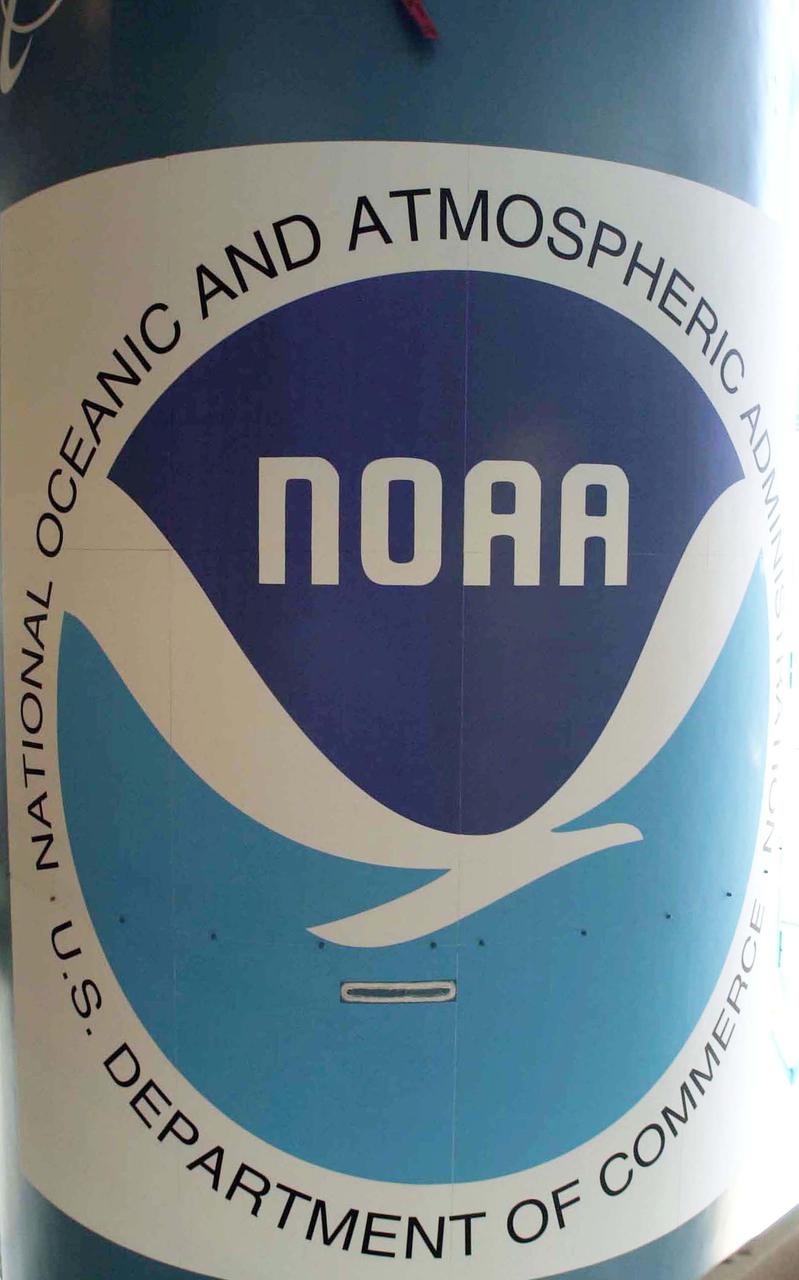 VANDENBERG AIR FORCE BASE, CALIF. -  The  logo of the National Oceanic and Atmospheric Administration is affixed to the side of the Boeing Delta II rocket that will launch the NOAA-N rocket. Launch is currently scheduled for no earlier than May 11, 2005.  NOAA-N is the fourth in the series of support dedicated microwave instruments for the generation of temperature, moisture, surface, and hydrological products in cloudy regions where visible and infrared (IR) instruments have decreased capability.   Launch of NOAA-N aboard the Boeing Delta II rocket is currently scheduled for May 11, 2005.  NOAA-N is the fourth in the series of support dedicated microwave instruments for the generation of temperature, moisture, surface, and hydrological products in cloudy regions where visible and infrared (IR) instruments have decreased capability.