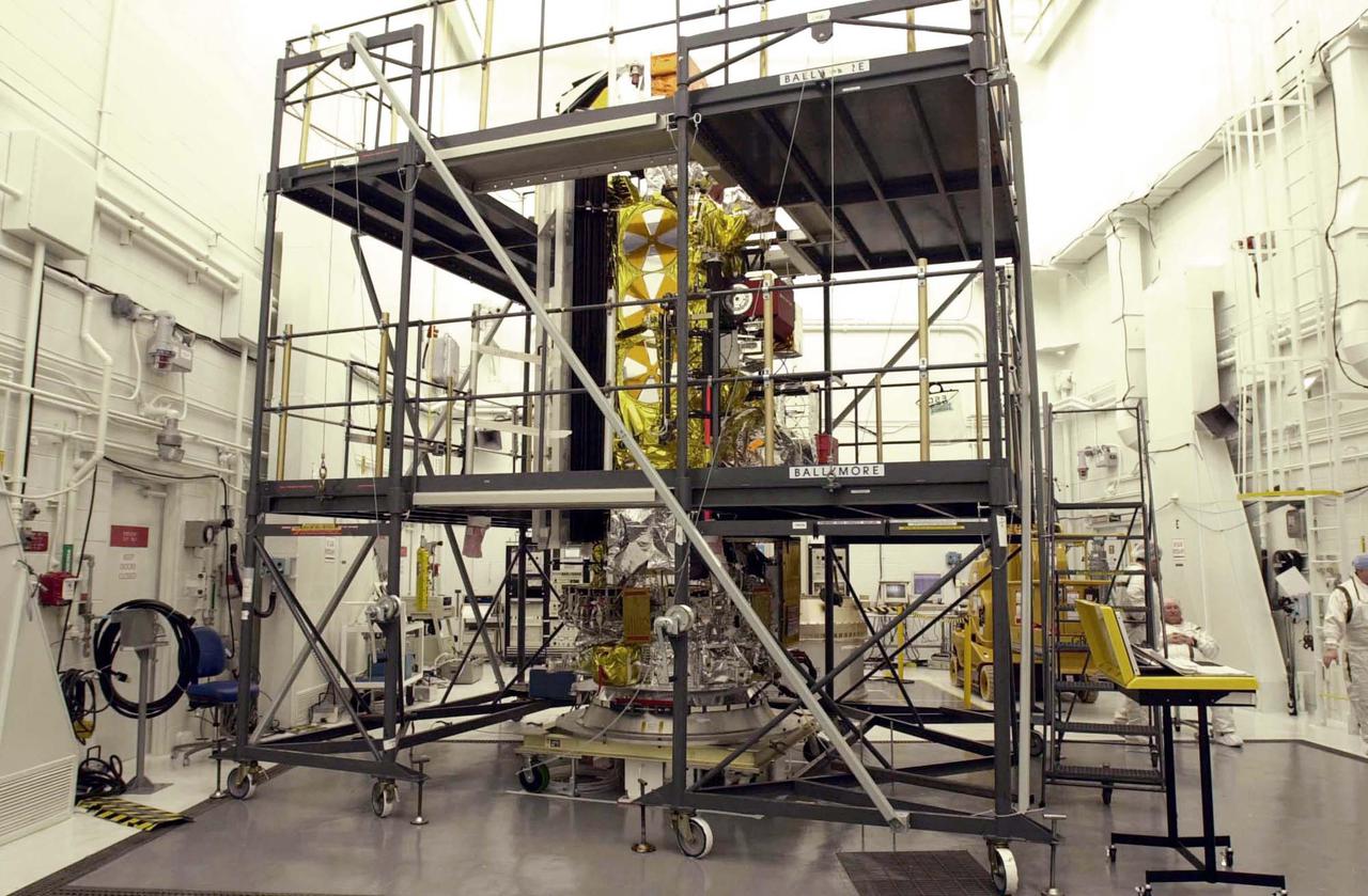 VANDENBERG AIR FORCE BASE, CALIF. -  Inside the NASA spacecraft processing hangar 1610 located on North Vandenberg Air Force Base in California, the National Oceanic and Atmospheric Administration (NOAA-N) spacecraft is undergoing testing.  The testing includes a the Spacecraft Electrical Performance Test, battery conditioning, a Solar Array Illumination Telemetry Test, final instrument inspections and closeouts for flight.  Launch of NOAA-N aboard the Boeing Delta II rocket is currently scheduled for May 11, 2005.  NOAA-N is the fourth in the series of support dedicated microwave instruments for the generation of temperature, moisture, surface, and hydrological products in cloudy regions where visible and infrared (IR) instruments have decreased capability.