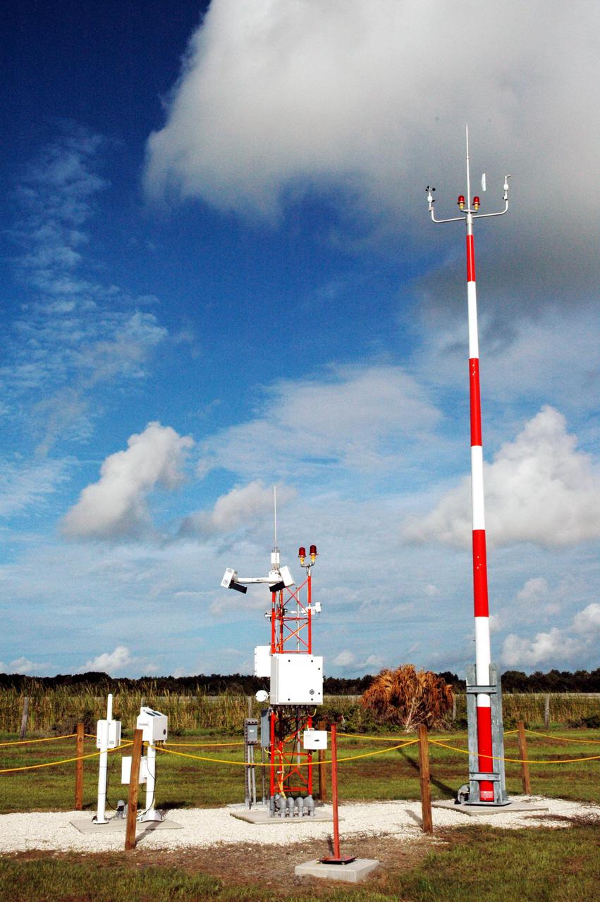 KENNEDY SPACE CENTER, FLA. -  The Shuttle Landing Facility (SLF) Meteorological Observation System, a replacement for the current observing system, has been installed adjacent to the runway at midfield. It is currently undergoing final evaluation and testing before becoming operational. Sensors are also located at each end of the SLF runway. New associated computer displays will be installed in the KSC Weather Station located in the NASA control tower.
