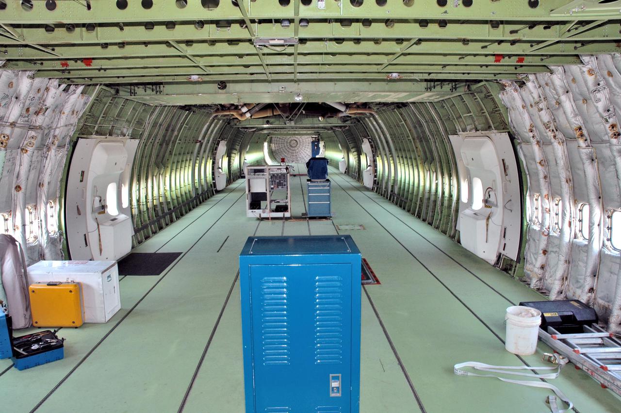 KENNEDY SPACE CENTER, FLA.  - A view inside the Shuttle Carrier Aircraft, a modified Boeing 747.  The plane carried the orbiter Discovery on a ferry flight to NASA Kennedy Space Center from Edwards Air Force Base in California, arriving Aug. 21.  Returning to Earth from Return to Flight mission STS-114, Discovery landed at Edwards Aug. 9 after waive-off from KSC due to weather concerns.