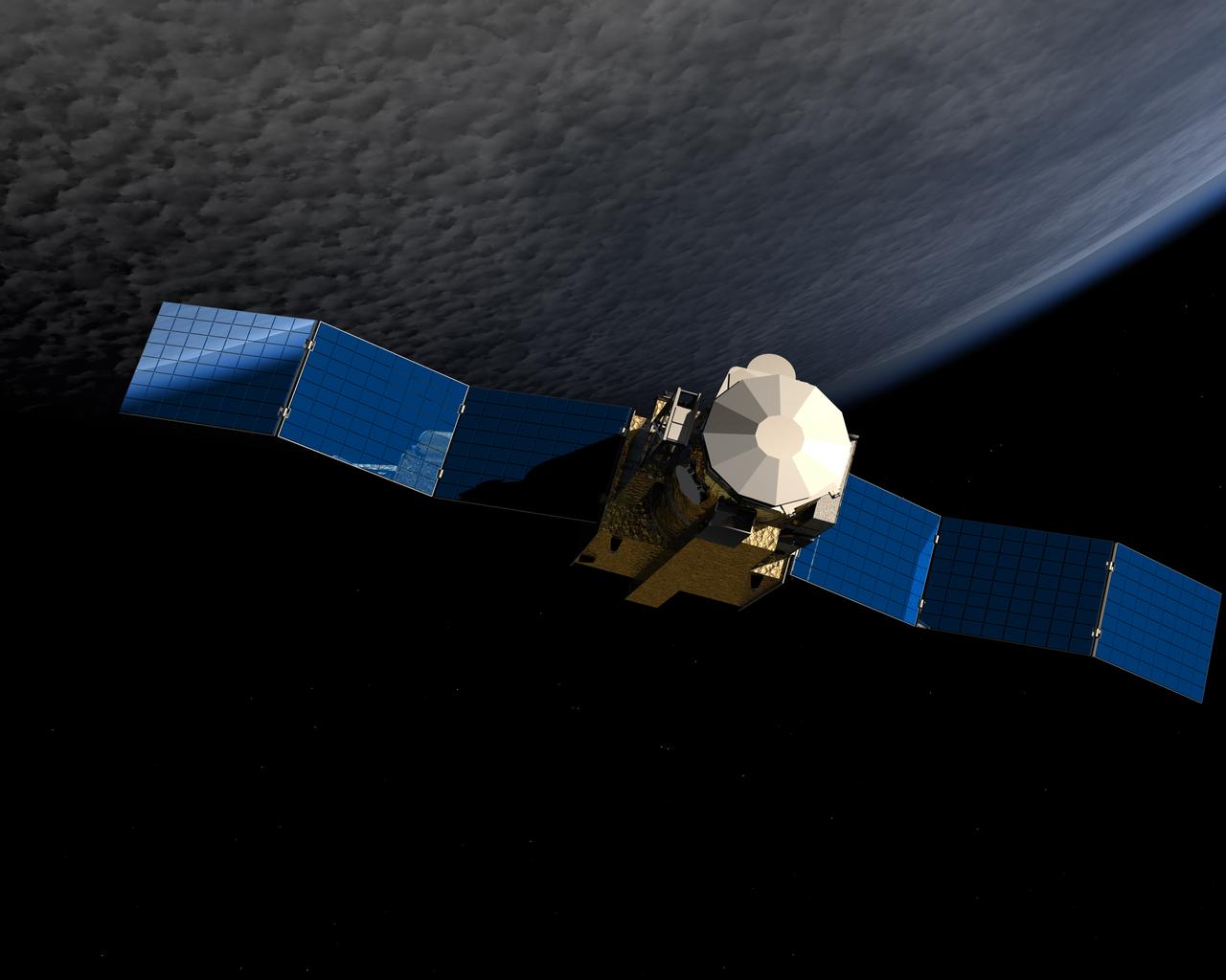 Hinode (Sunrise), formerly known as Solar-B before reaching orbit, was launched from the Uchinoura Space Center in Japan on September 23, 2006. Hinode was designed to probe into the Sun’s magnetic field to better understand the origin of solar disturbances which interfere with satellite communications, electrical power transmission grids, and the safety of astronauts traveling beyond the Earth’s magnetic field. Hinode is circling Earth in a polar orbit that places the instruments in continuous sunlight for nine months each year and allows data dumps to a high latitude European Space Agency (ESA) ground station every orbit. NASA and other science teams will support instrument operations and data collection from the spacecraft’s operation center at the Japanese Aerospace Exploration Agency’s (JAXA’s) Institute of Space and Aeronautical Science facility located in Tokyo. The Hinode spacecraft is a collaboration among space agencies of Japan, the United States, the United Kingdom, and Europe. The Marshall Space Flight Center (MSFC) managed development of three instruments comprising the spacecraft; the Solar Optical Telescope (SOT); the X-Ray Telescope (XRT); and the Extreme Ultraviolet (EUV) Imaging Spectrometer (EIS). Provided by the Multimedia support group at MSFC, this rendering illustrates the Solar-B Spacecraft in earth orbit with its solar panels partially extended.