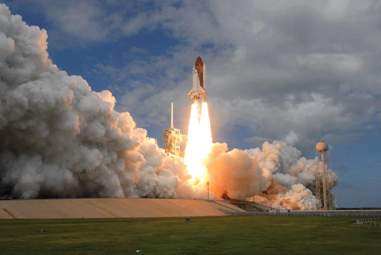 The Space Shuttle Discovery and its seven-member STS-120 crew headed toward Earth-orbit and a scheduled linkup with the International Space Station (ISS). Liftoff from Kennedy Space Center's launch pad 39A occurred at 11:38:19 a.m. (EDT) on October 23, 2007. Onboard were astronauts Pam Melroy, commander; George Zamka, pilot; Scott Parazynski, Stephanie Wilson, Doug Wheelock, European Space Agency's (ESA) Paolo Nespoli and Daniel Tani, all mission specialists. Discovery linked up with the station for a joint mission of continued construction, The mission delivered the Italian-built U.S. Node 2, named Harmony. During the 14-day mission, the crew installed Harmony, and moved and deployed the P6 solar arrays to their permanent position.    