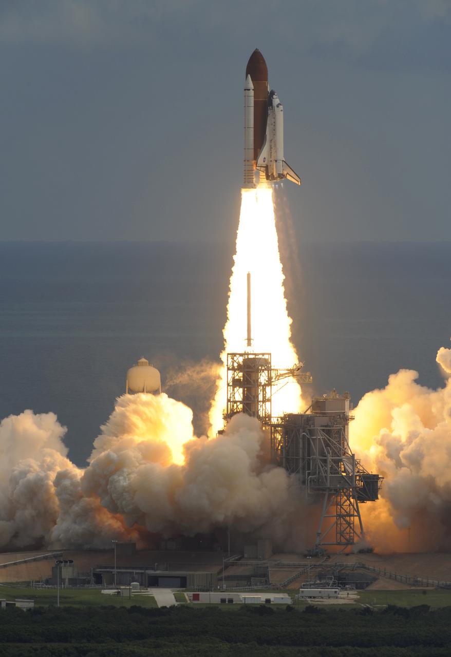 (10/23/2007) --- KENNEDY SPACE CENTER, FLA. -- Out of the clouds of smoke and steam rolling across Launch Pad 39A at NASA's Kennedy Space Center, space shuttle Discovery hurtles toward space on the 23rd assembly mission to the International Space Station. Liftoff was on time at 11:38:19 a.m. EDT. Discovery carries the Italian-built U.S. Node 2, called Harmony. During the 14-day STS-120 mission, the crew will install Harmony and move the P6 solar arrays to their permanent position and deploy them. Discovery is expected to complete its mission and return home at 4:47 a.m. EST on Nov. 6
