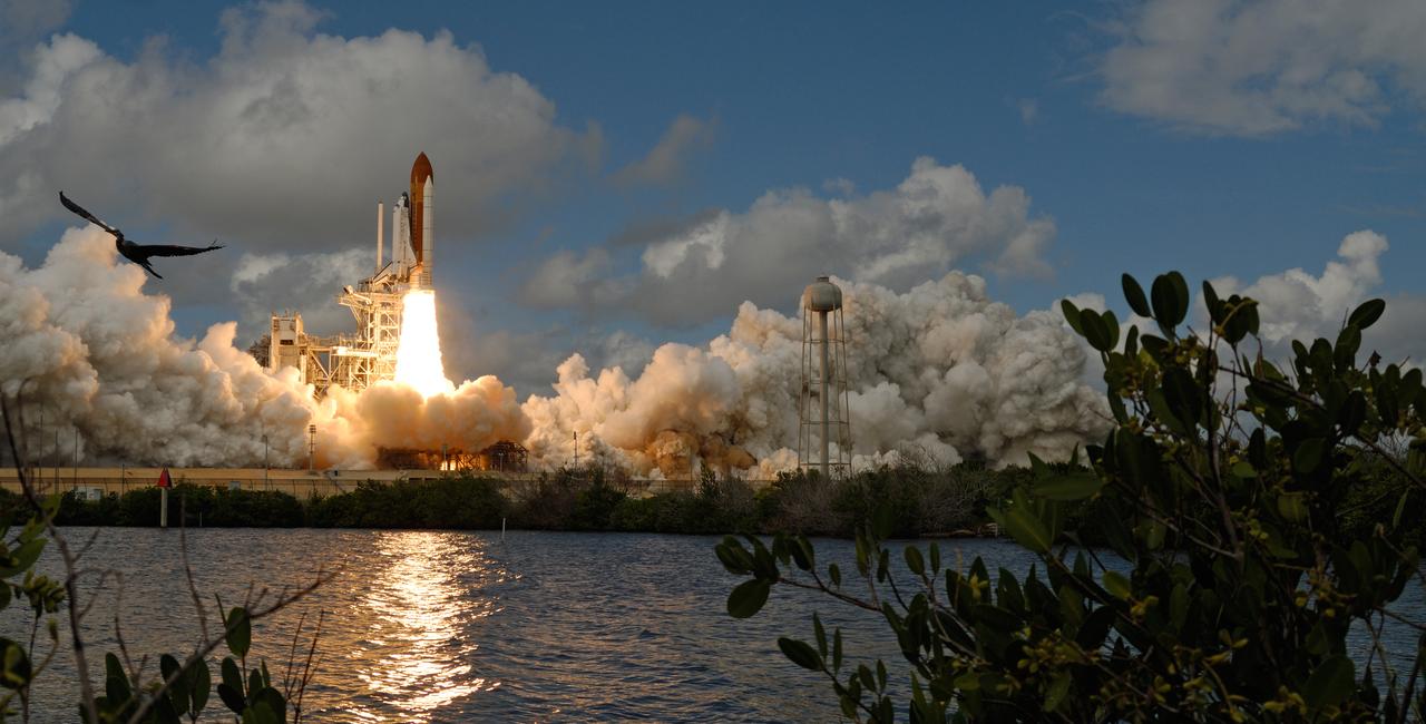 (10/23/2007) --- KENNEDY SPACE CENTER, FLA. -- Out of the clouds of smoke and steam rolling across Launch Pad 39A at NASA's Kennedy Space Center, space shuttle Discovery hurtles toward space on the 23rd assembly mission to the International Space Station. Liftoff was on time at 11:38:19 a.m. EDT. Discovery carries the Italian-built U.S. Node 2, called Harmony. During the 14-day STS-120 mission, the crew will install Harmony and move the P6 solar arrays to their permanent position and deploy them. Discovery is expected to complete its mission and return home at 4:47 a.m. EST on Nov. 6