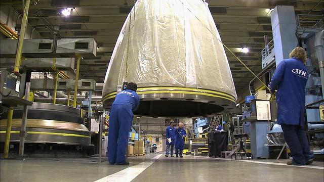 Shown is the installation of O-rings in the aft nozzle section in support of the Ares/CLV First Stage at ATK in Utah. This image is extracted from a high definition video file and is the highest resolution available