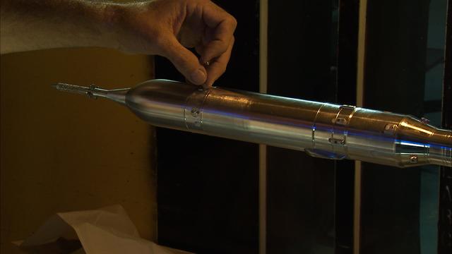 Shown is a wind tunnel test of the Ares model for force/moment testing in support of the Ares/Clv integrated vehicle at Langley Research Center, Virginia. The image is extracted from a high definition video file and is the highest resolution available.