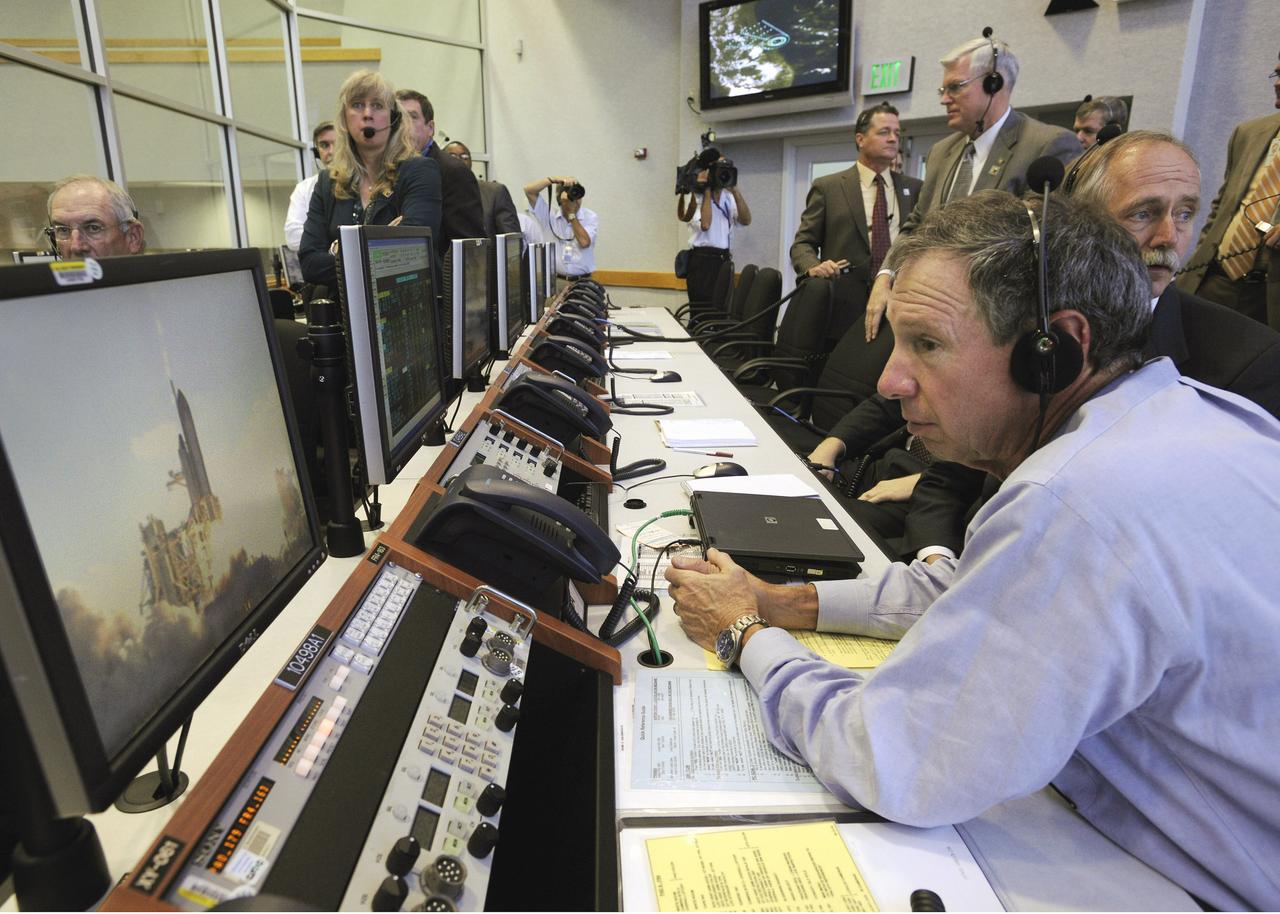 NASA Administrator, Michael Griffin watches the launch of the Space Shuttle Discovery (STS-124) from the Launch Control Center Saturday, May 31, 2008, at the Kennedy Space Center in Cape Canaveral, Fla. The Shuttle lifted off from launch pad 39A at 5:02 p.m. EDT. Photo Credit: (NASA/Bill Ingalls)