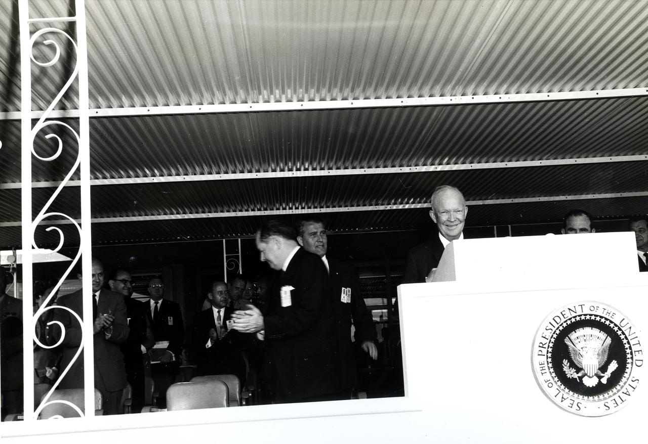 PRESIDENT DWIGHT EISENHOWER VISIT TO MSFC FOR THE DEDICATION OF THE CENTER.