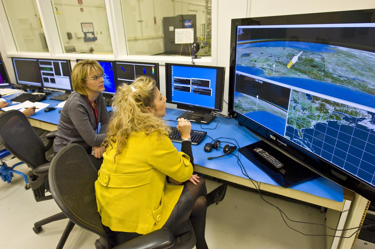 TVC TEST LAB/HARDWARE IN THE LOOP FACILITY FLIGHT SIMULATION CONTROL ROOM